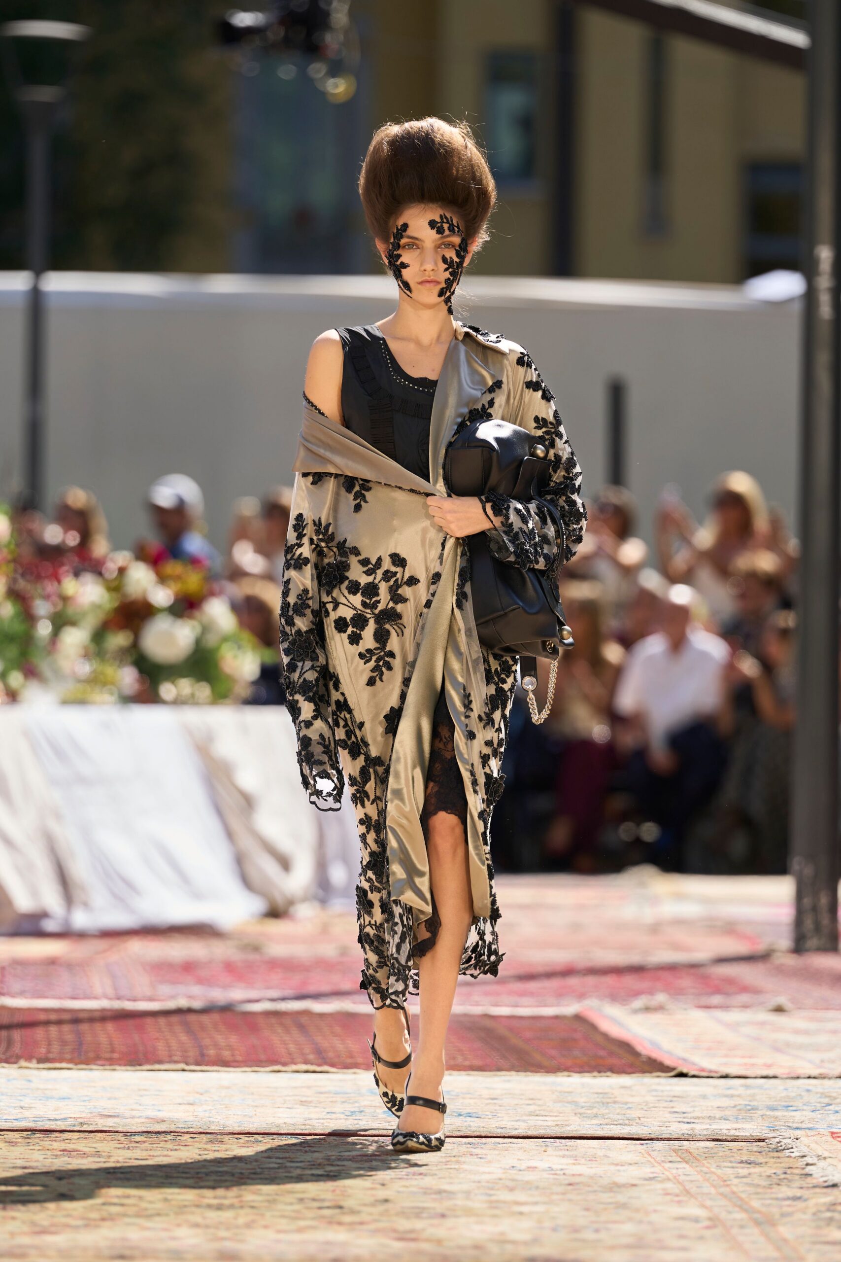 black floral lace opera cape