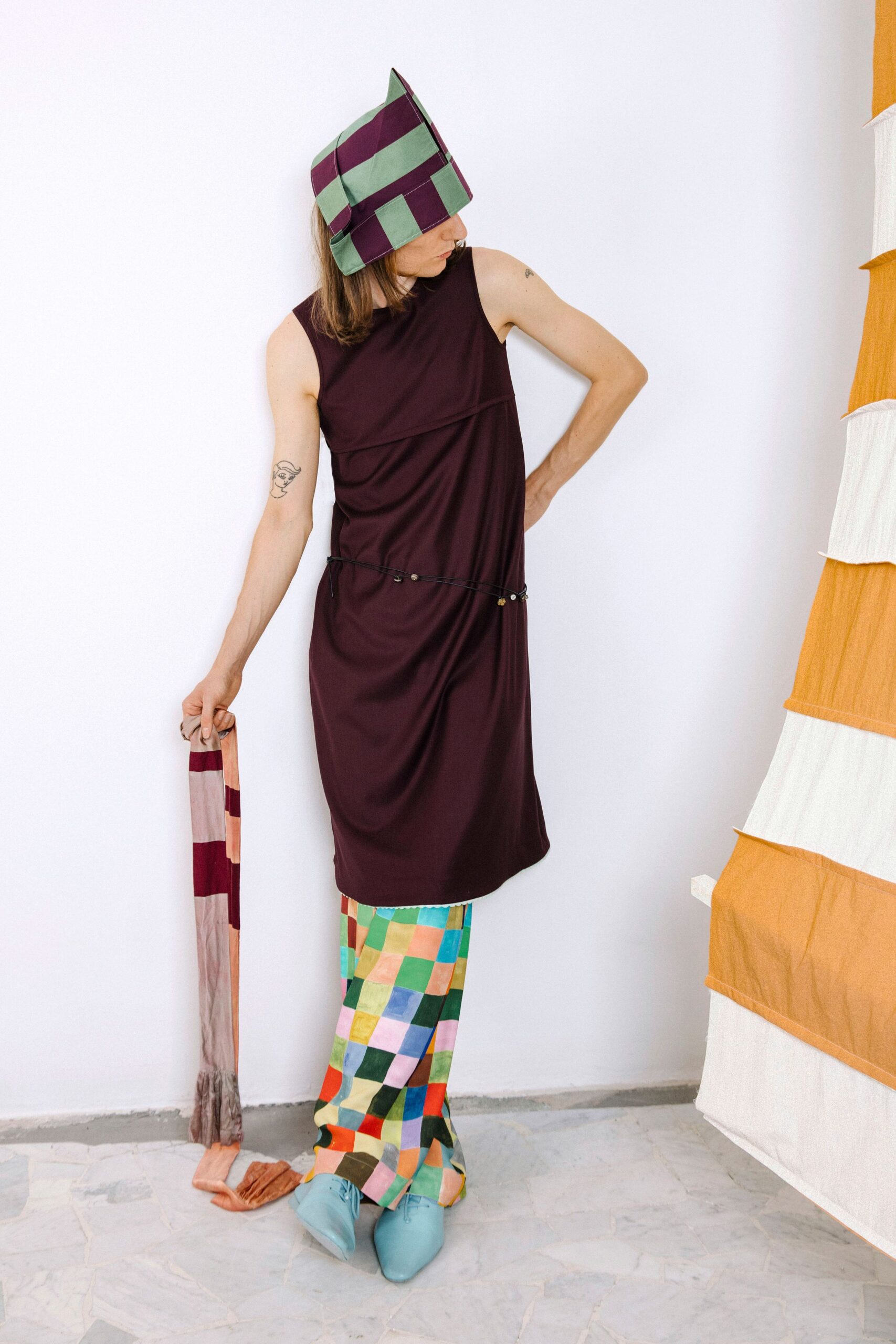draped sleeveless midi dress
