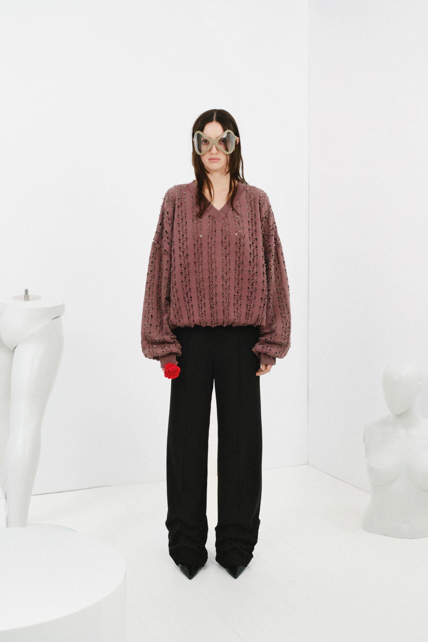 embellished oversized v-neck sweater