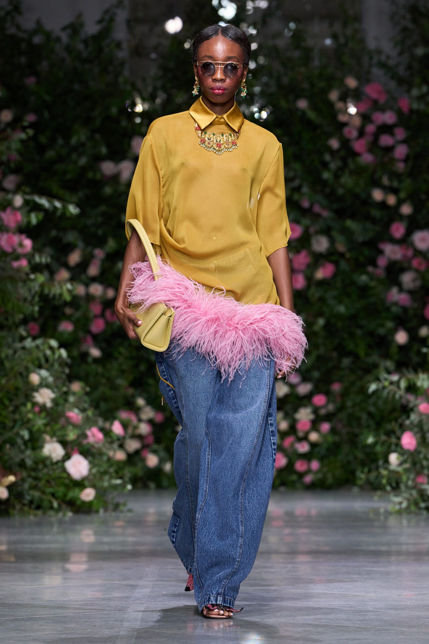 yellow leather embellished textured bag