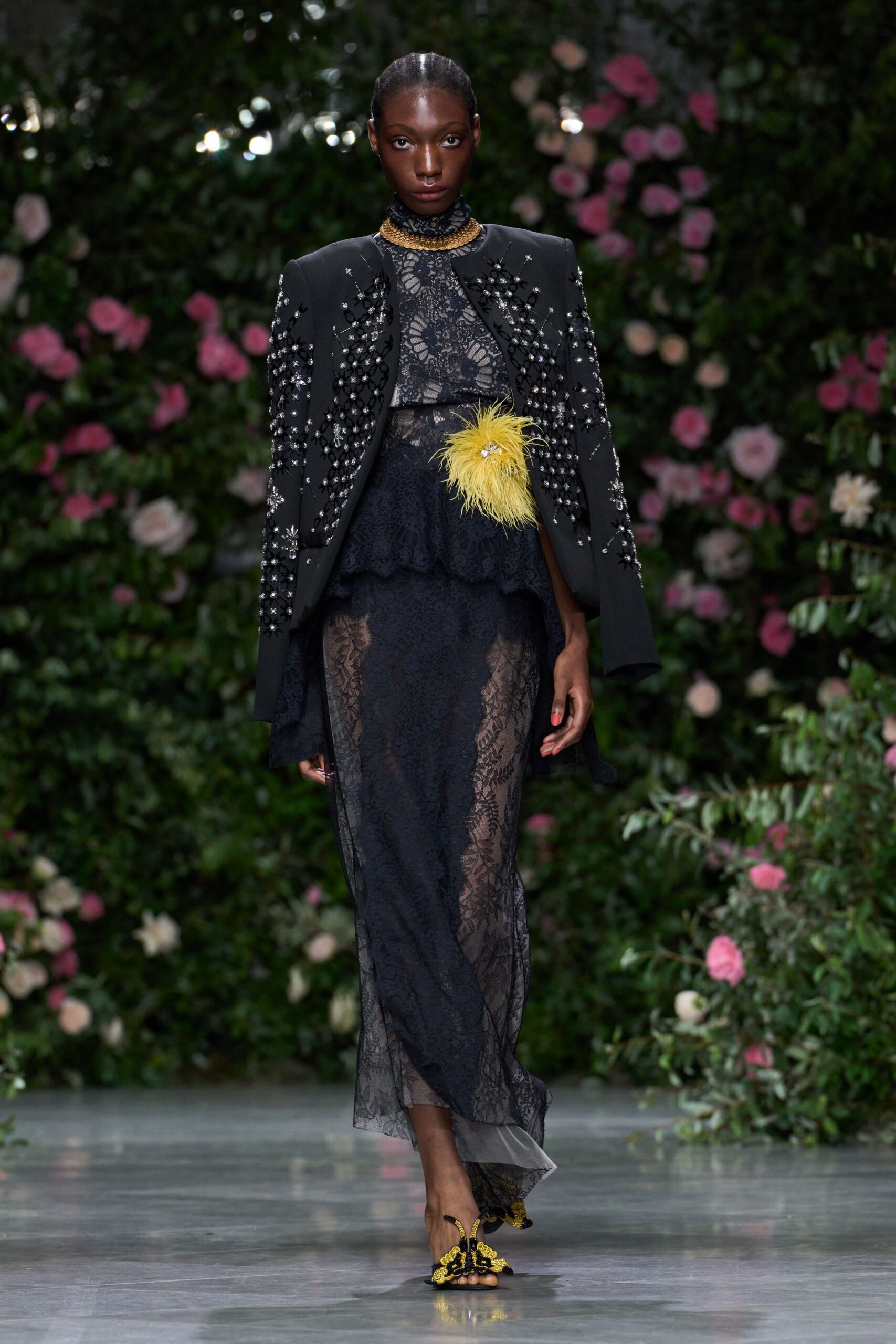 black unknown long-sleeve open-front structured embellished jacket