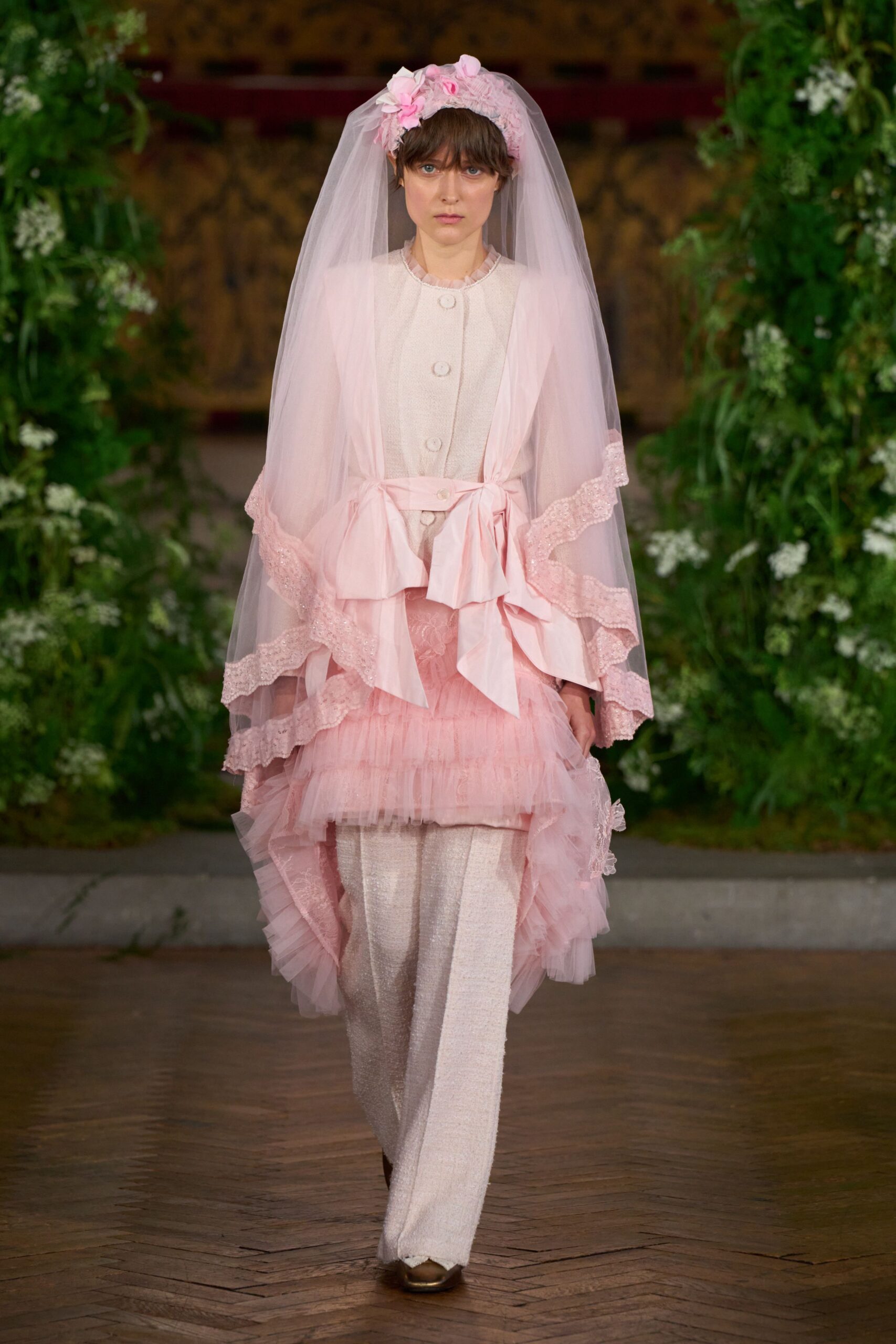 pink bridal veil cape