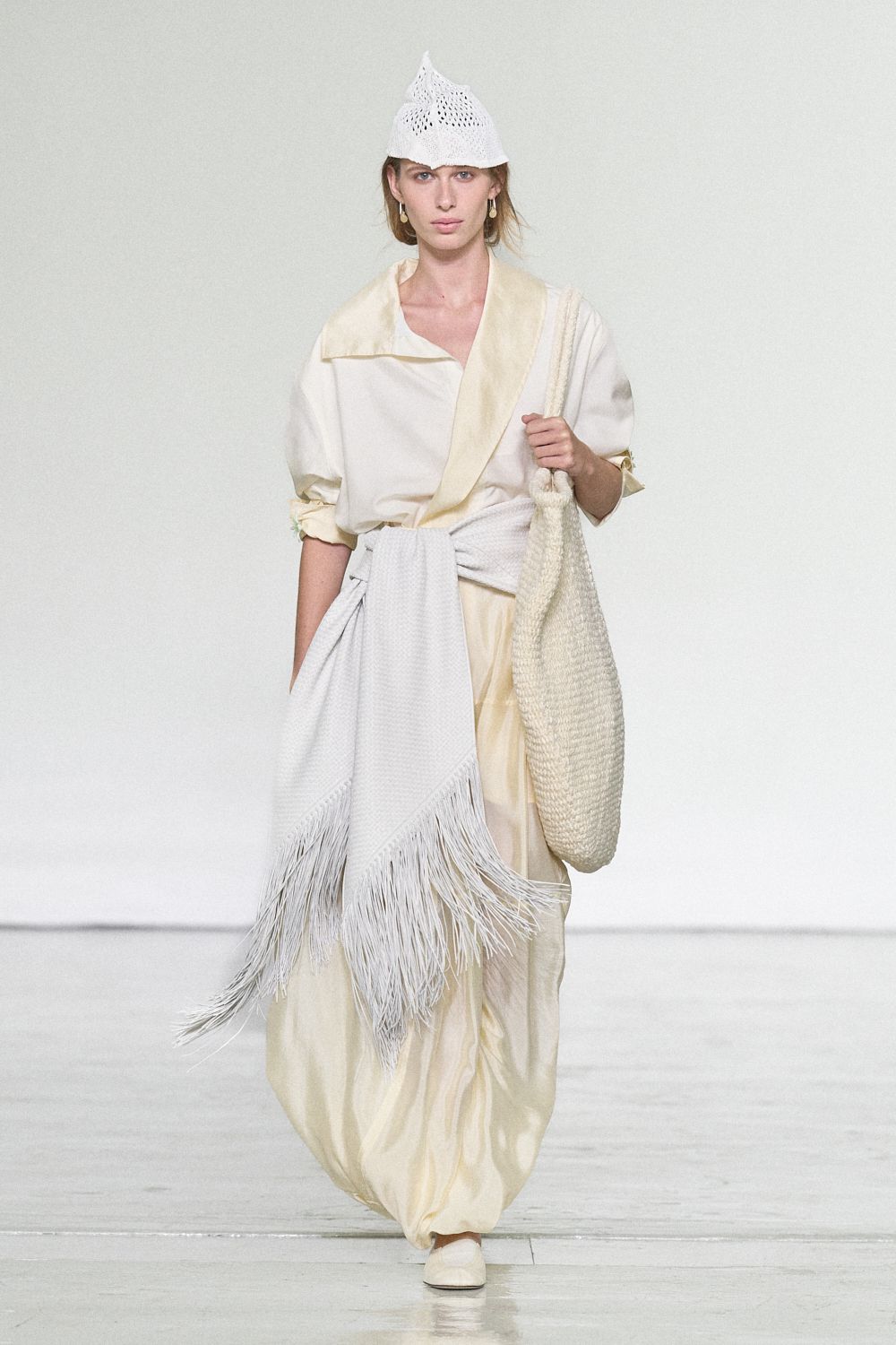 ivory satin collared maxi dress