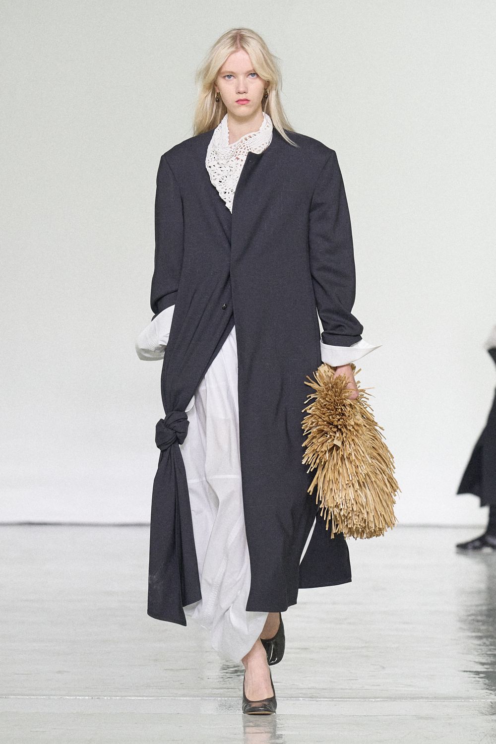 draped side-knot maxi coat