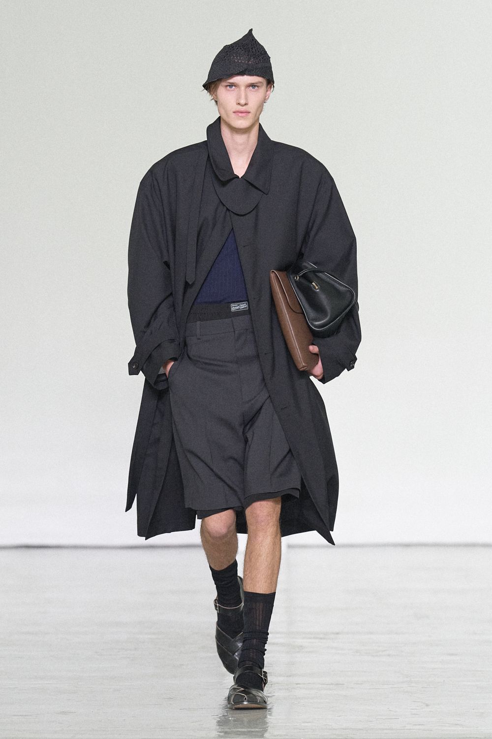 oversized black open-front coat