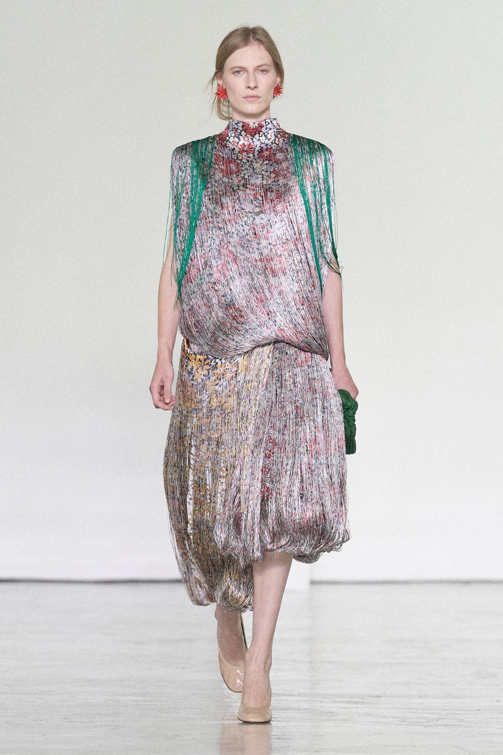 fringe-covered asymmetric cocoon dress