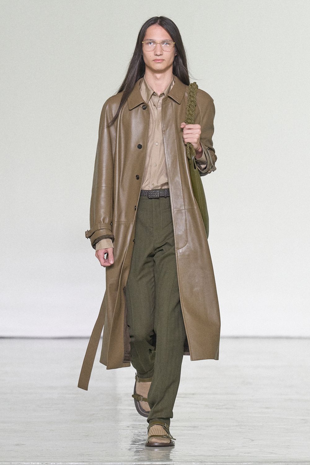 brown leather car coat