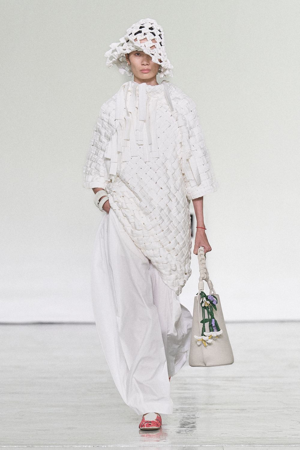 white basket-weave maxi dress