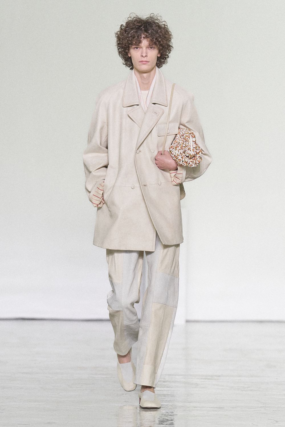 oversized double-breasted ivory blazer