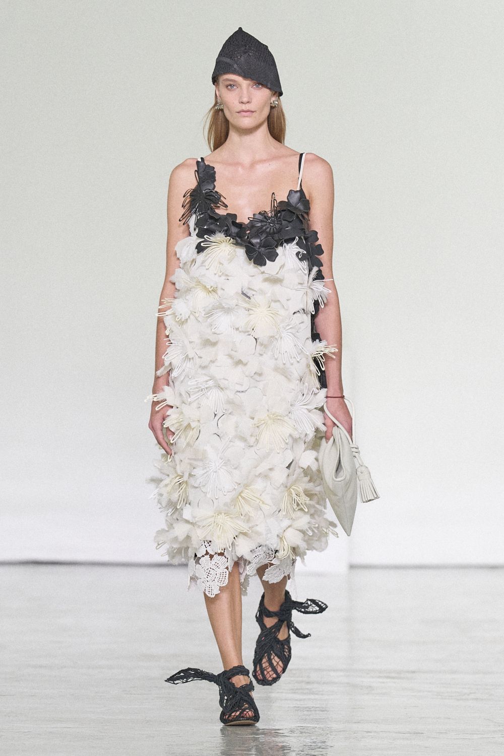 3D floral applique midi dress
