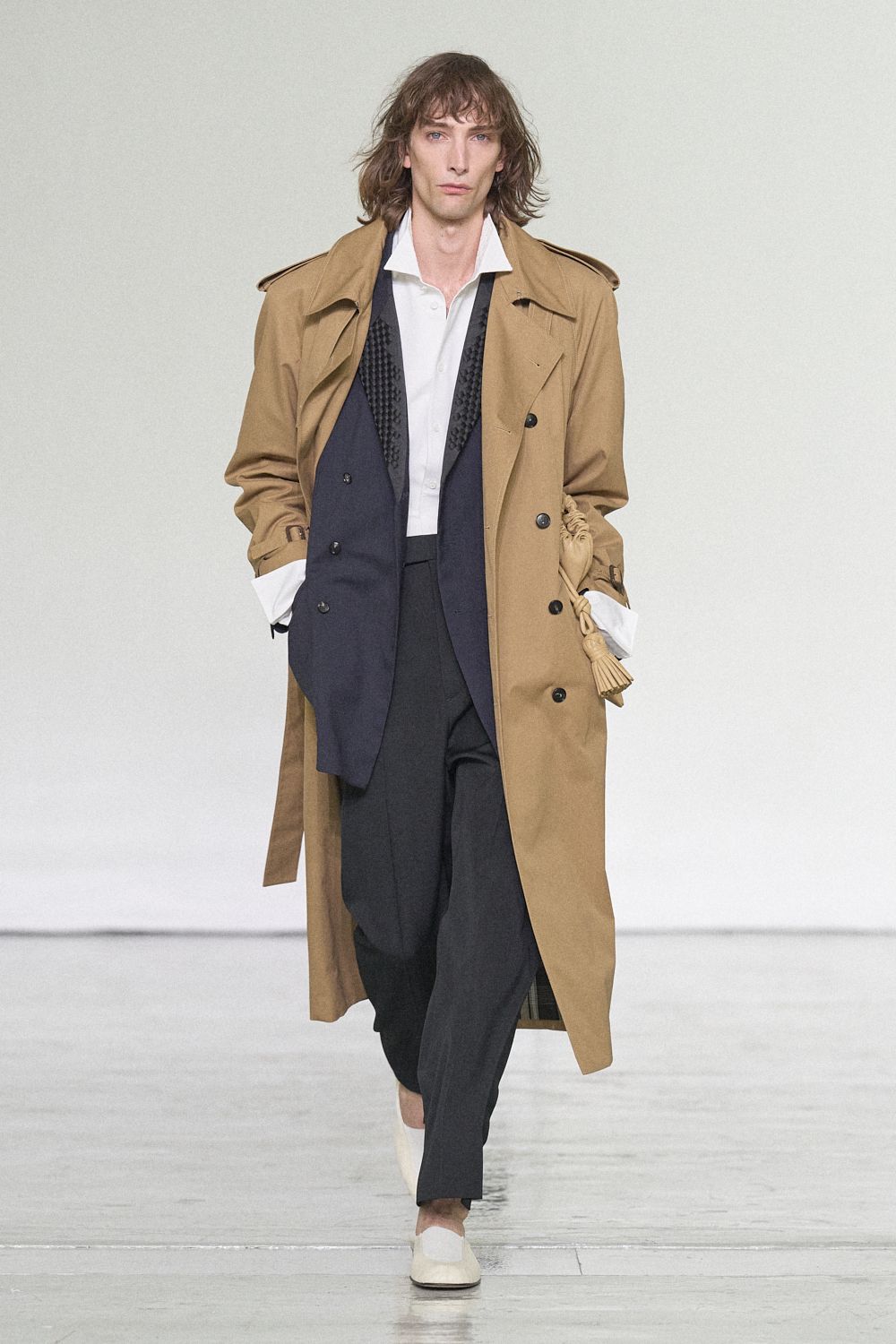 oversized beige trench coat