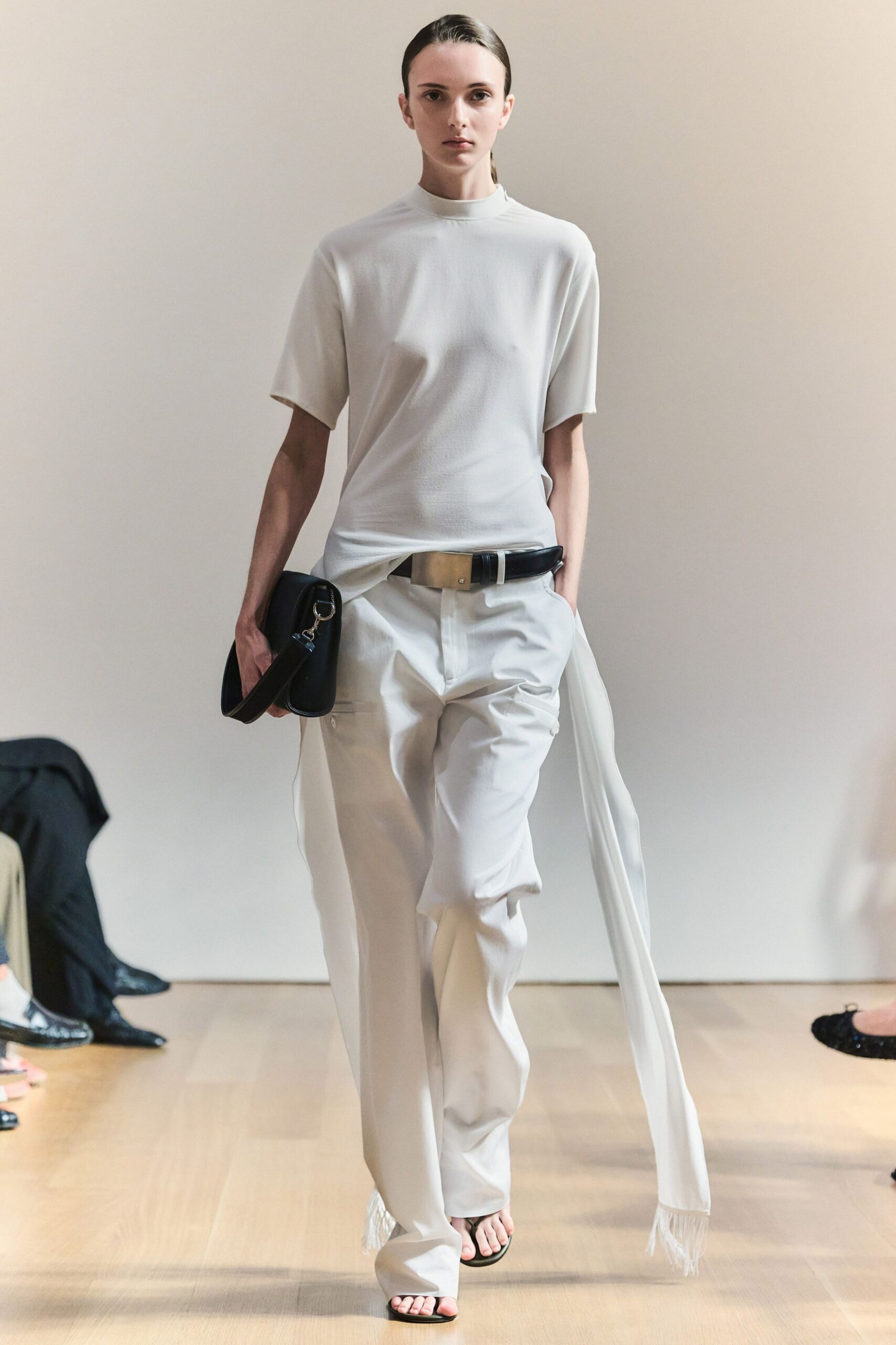 white draped high-neck top