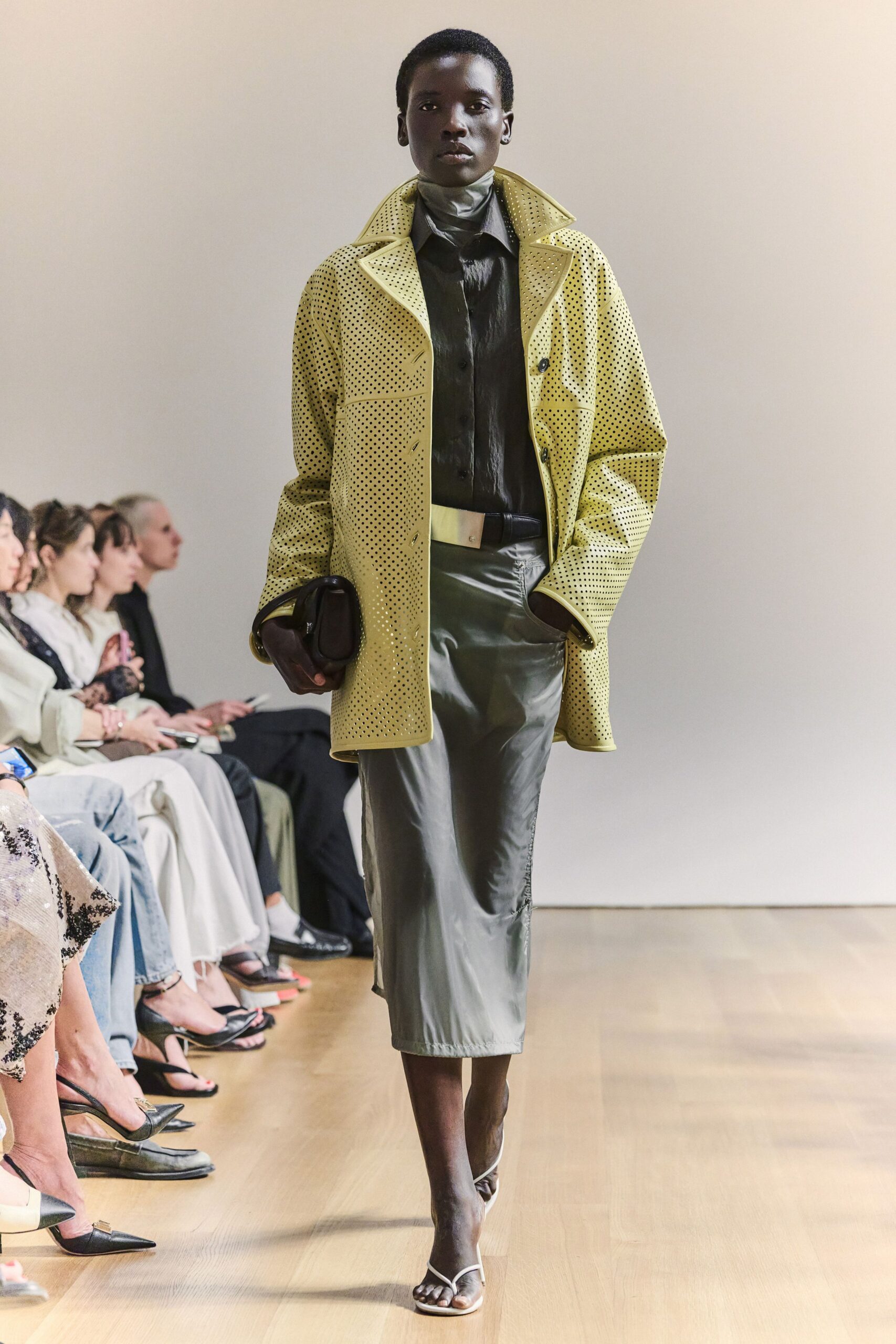 perforated leather coat
