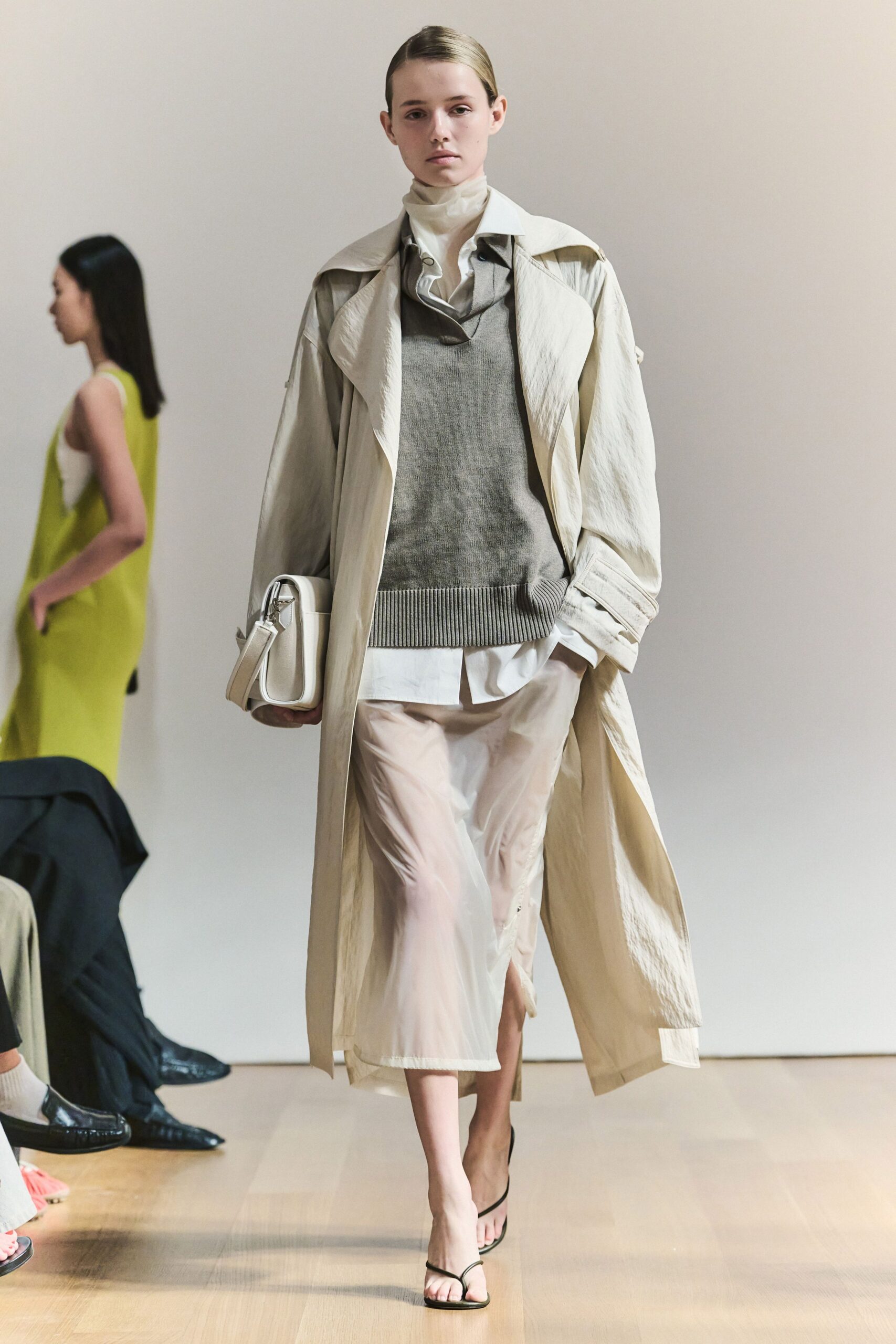 beige maxi trench coat