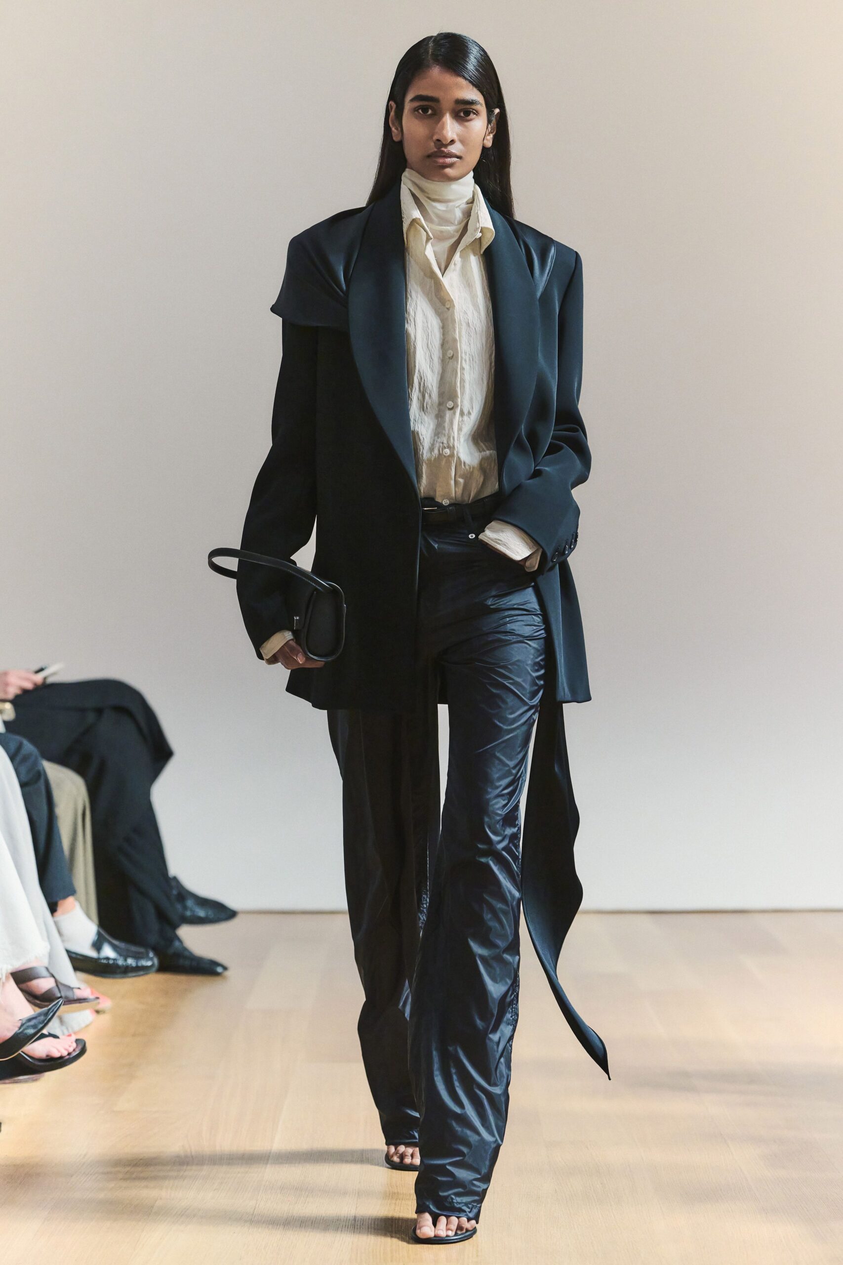black draped tailcoat blazer