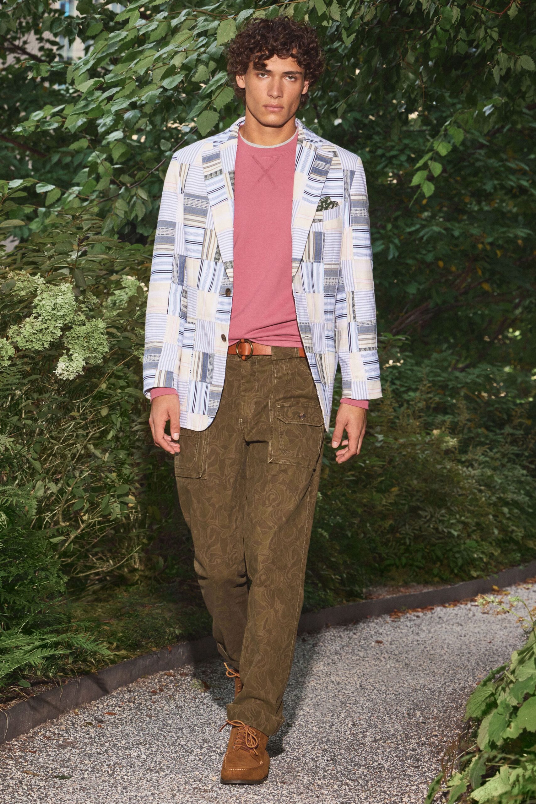 patchwork striped blazer