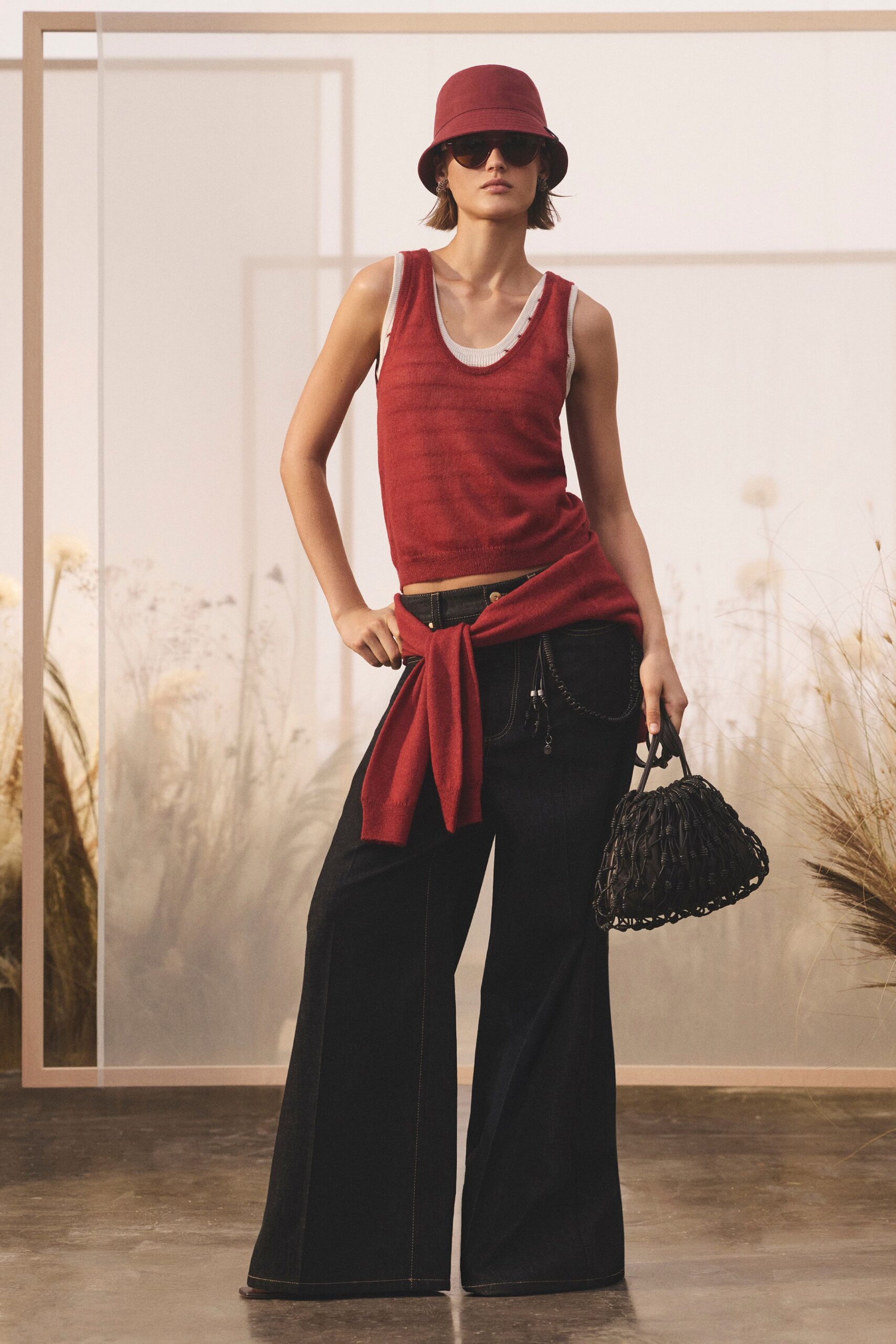 red knit tank top