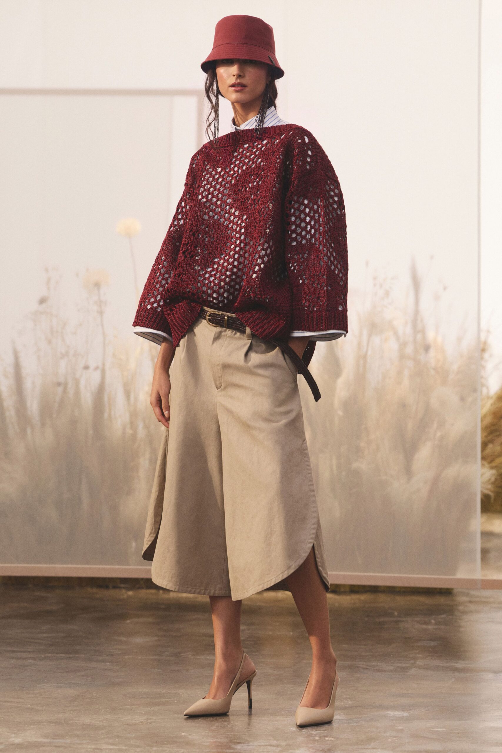 open-knit cropped sweater