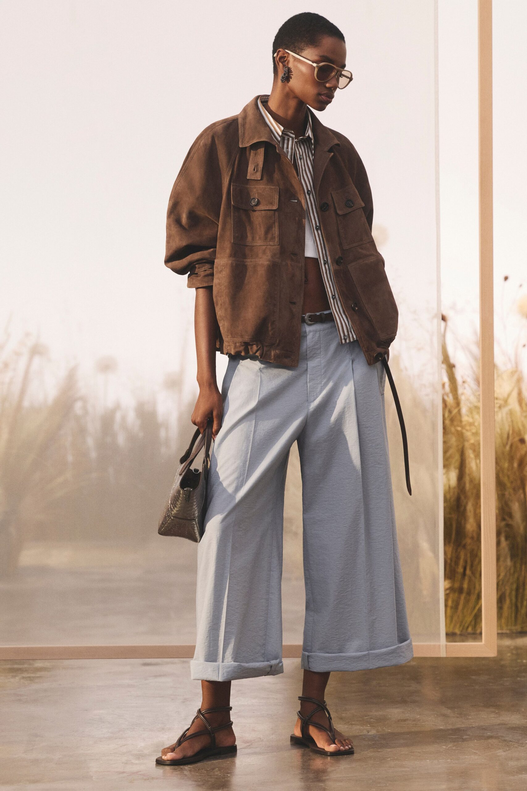 brown suede safari jacket