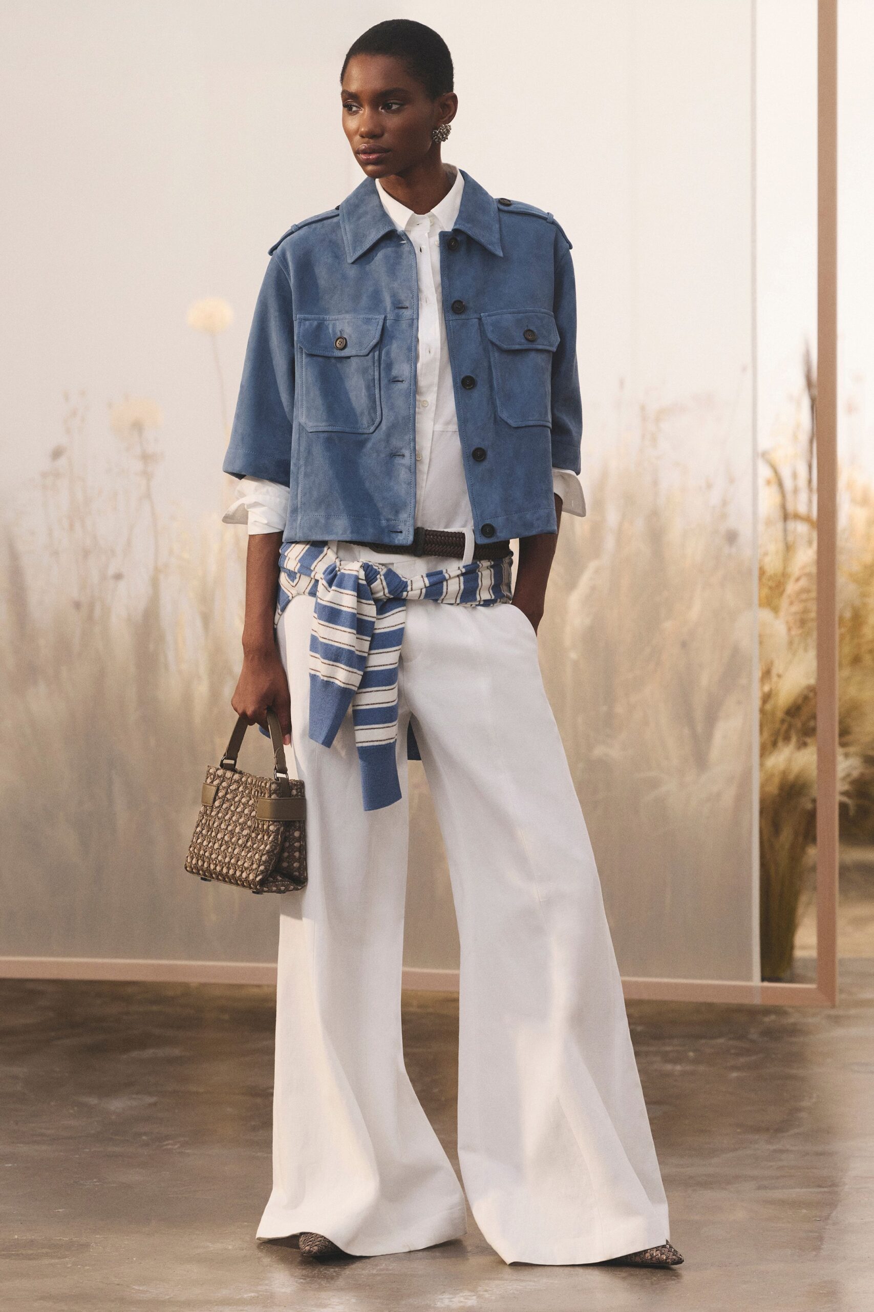 blue suede safari jacket