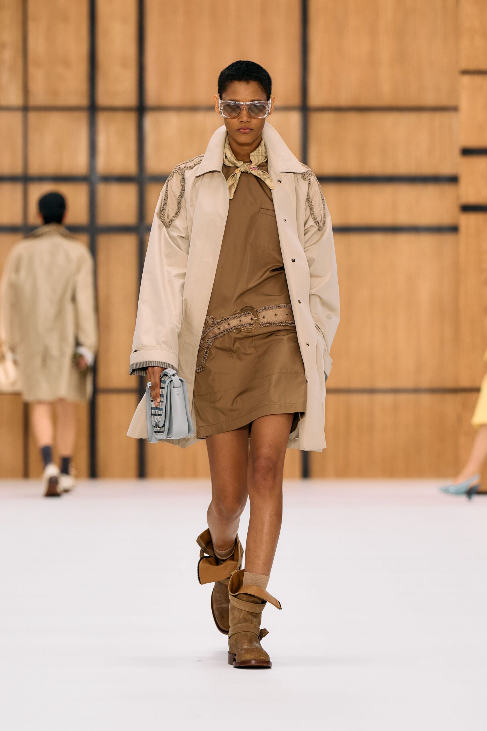 brown utility mini dress