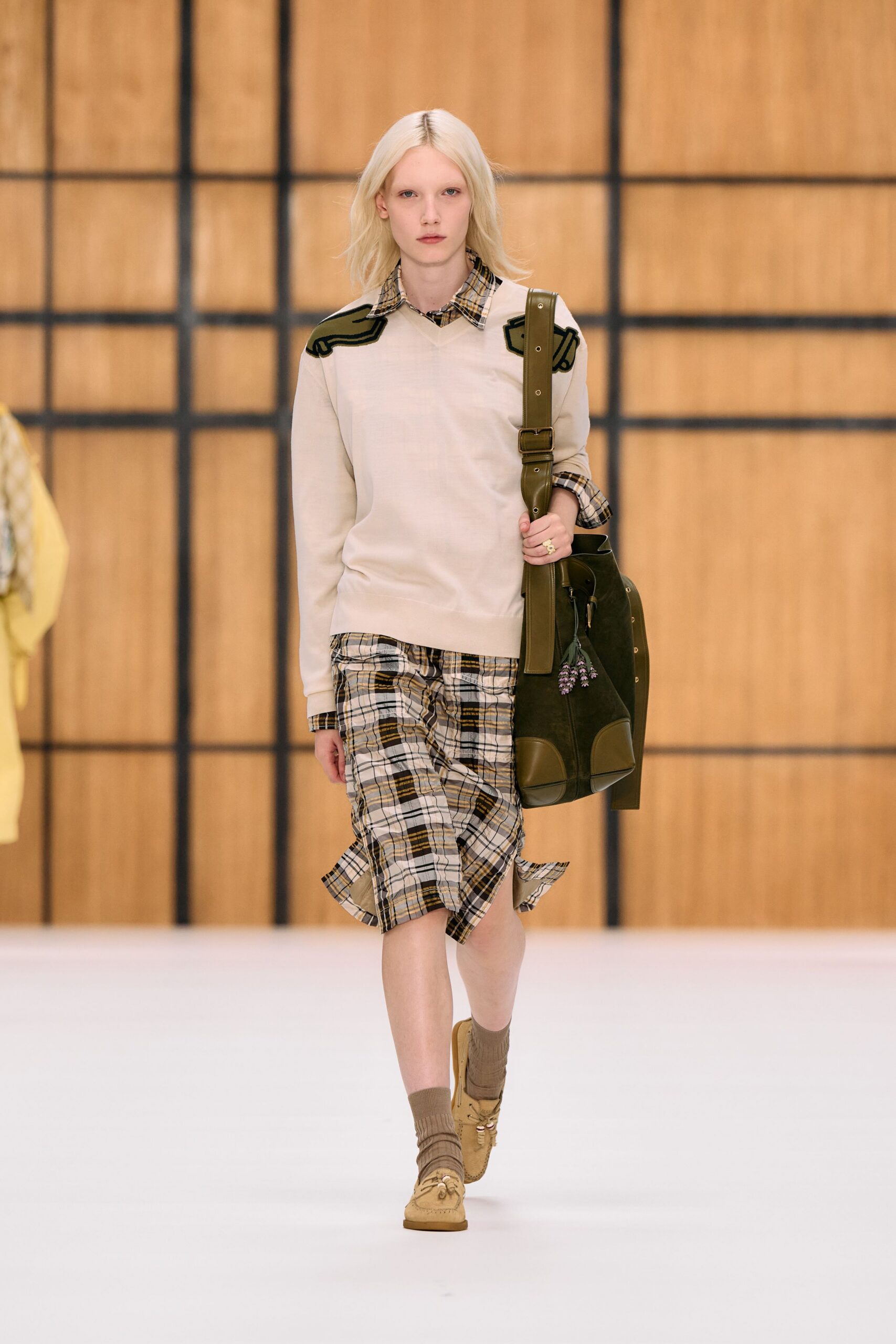 checked asymmetric midi skirt