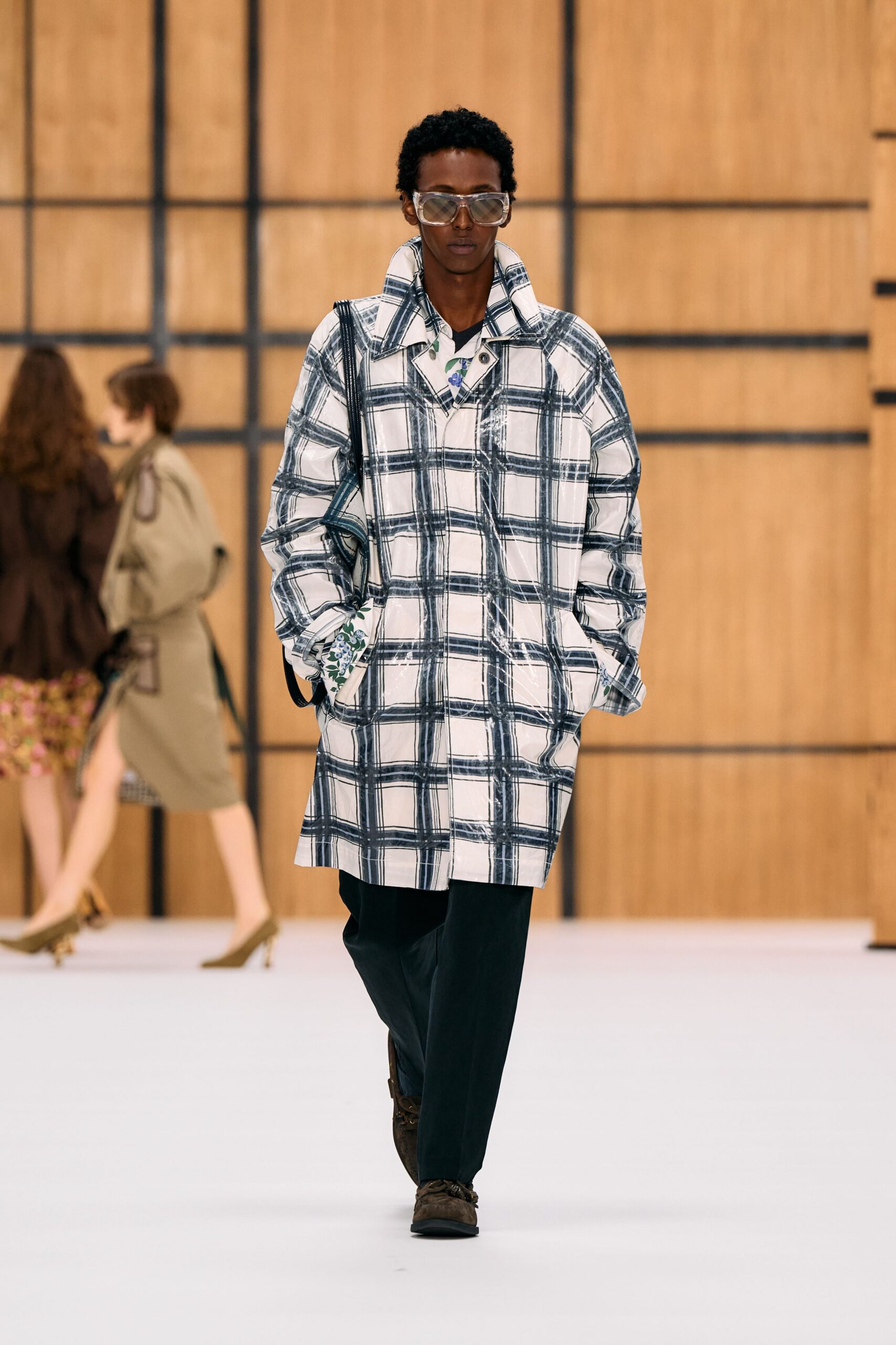 oversized checked car coat