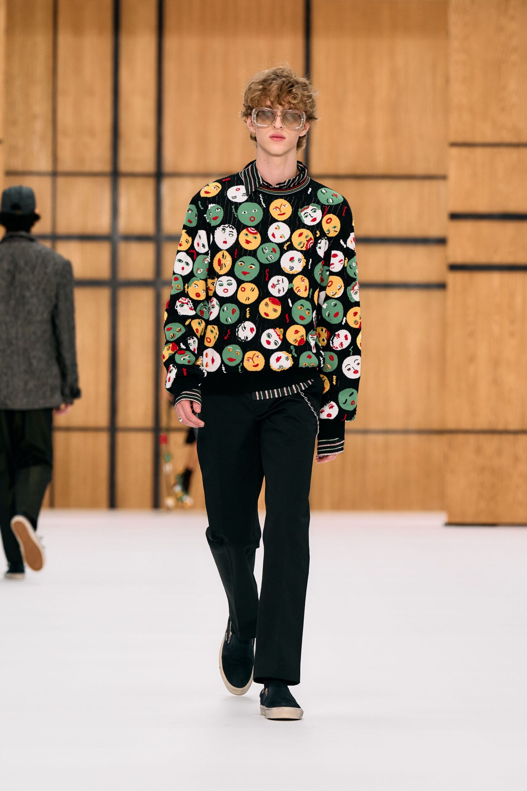 face-print knit sweater