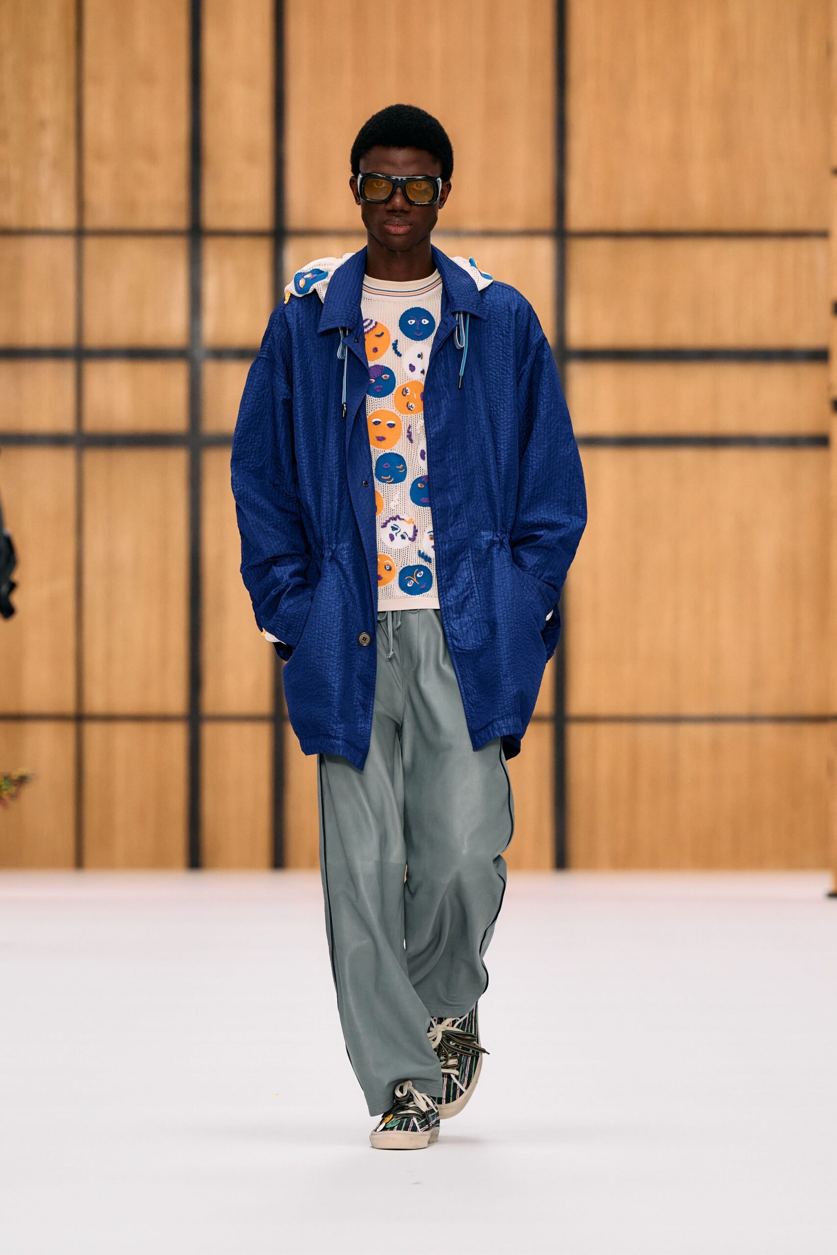 blue oversized drawstring parka