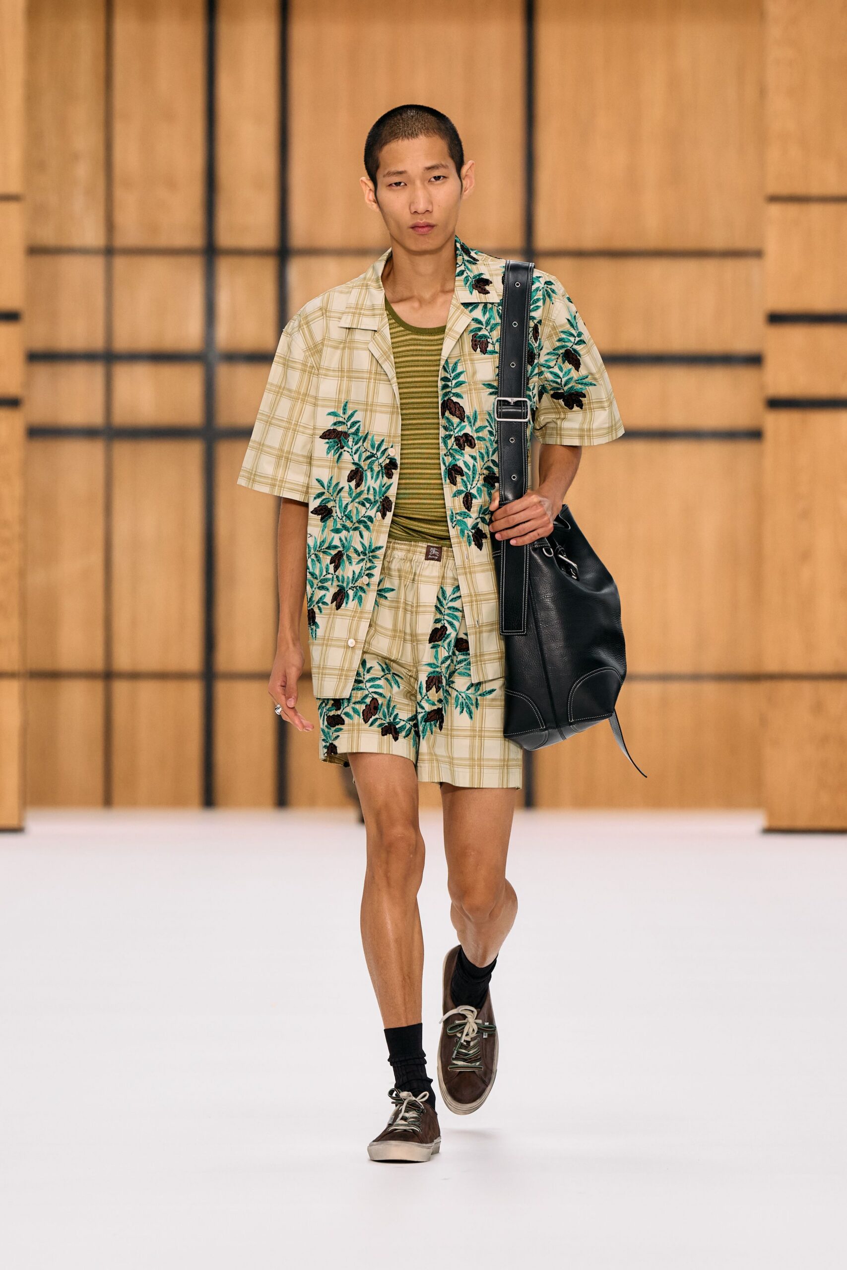 floral checked camp shirt