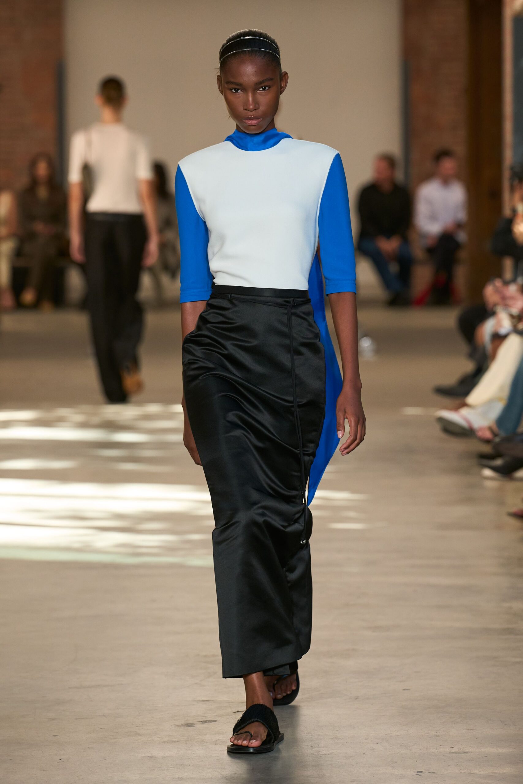 asymmetric color-block maxi dress
