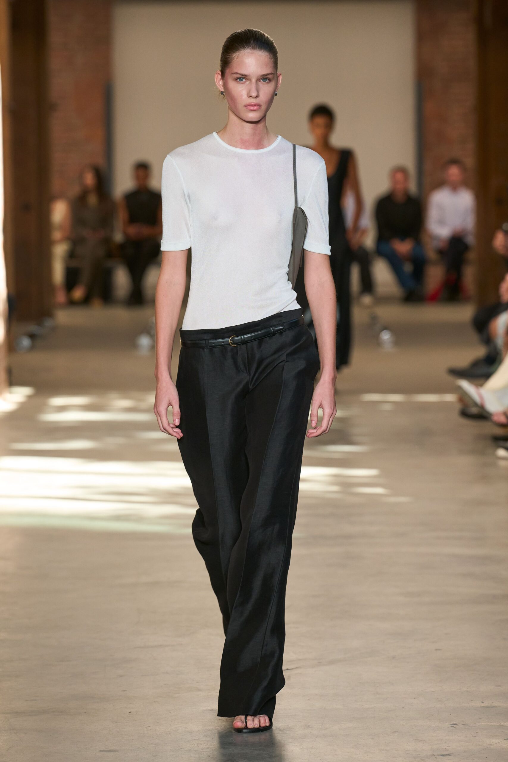 semi-sheer white fitted t-shirt