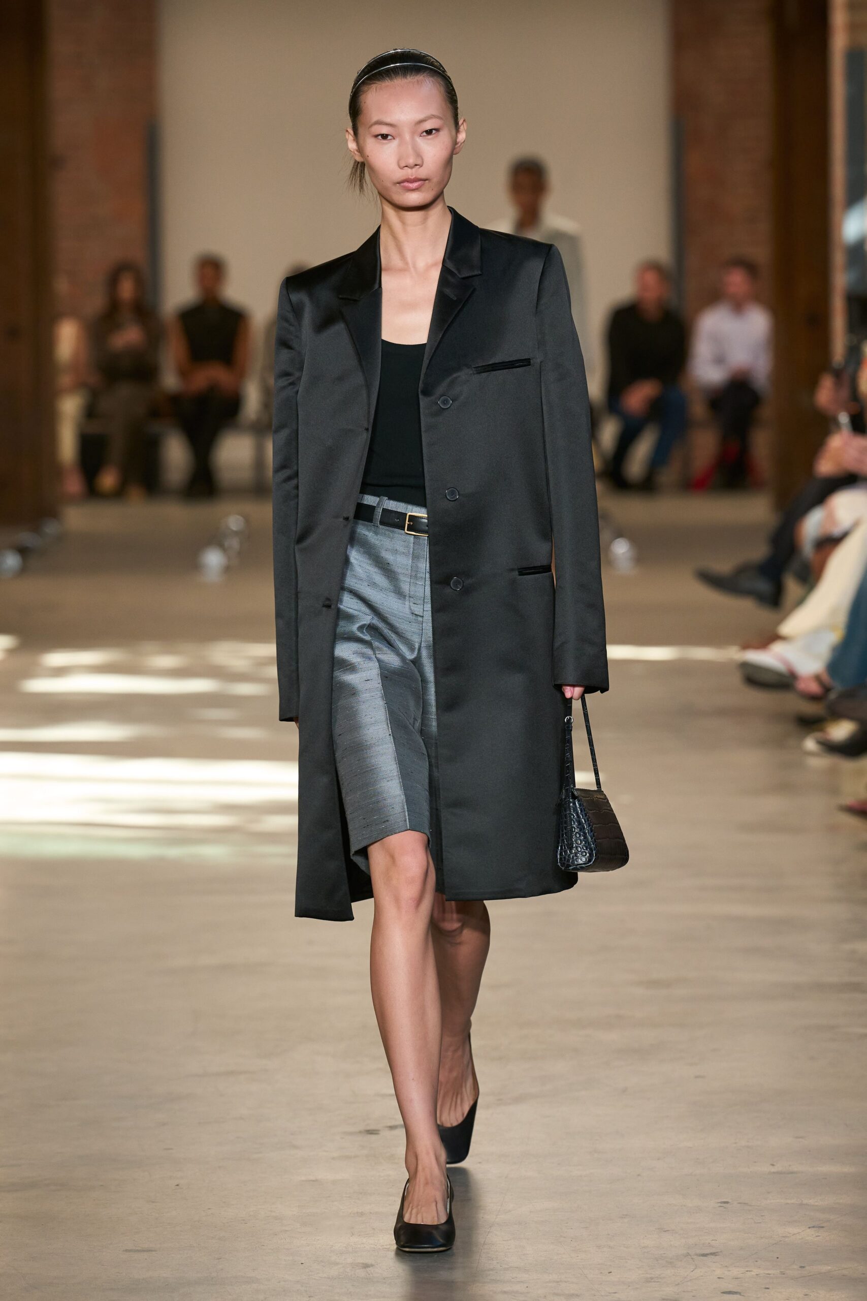 black satin lapel tailored coat