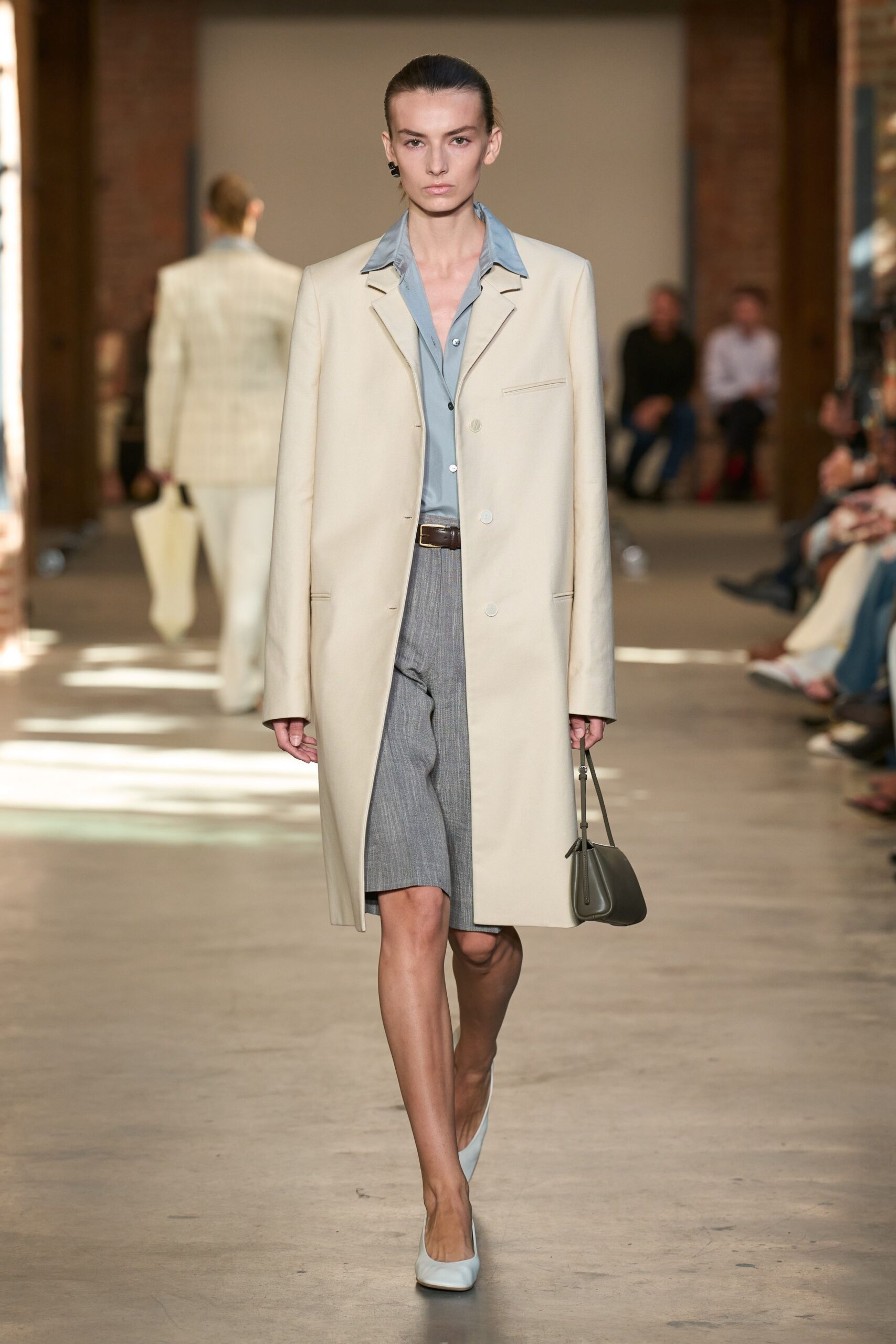 ivory single-breasted long coat