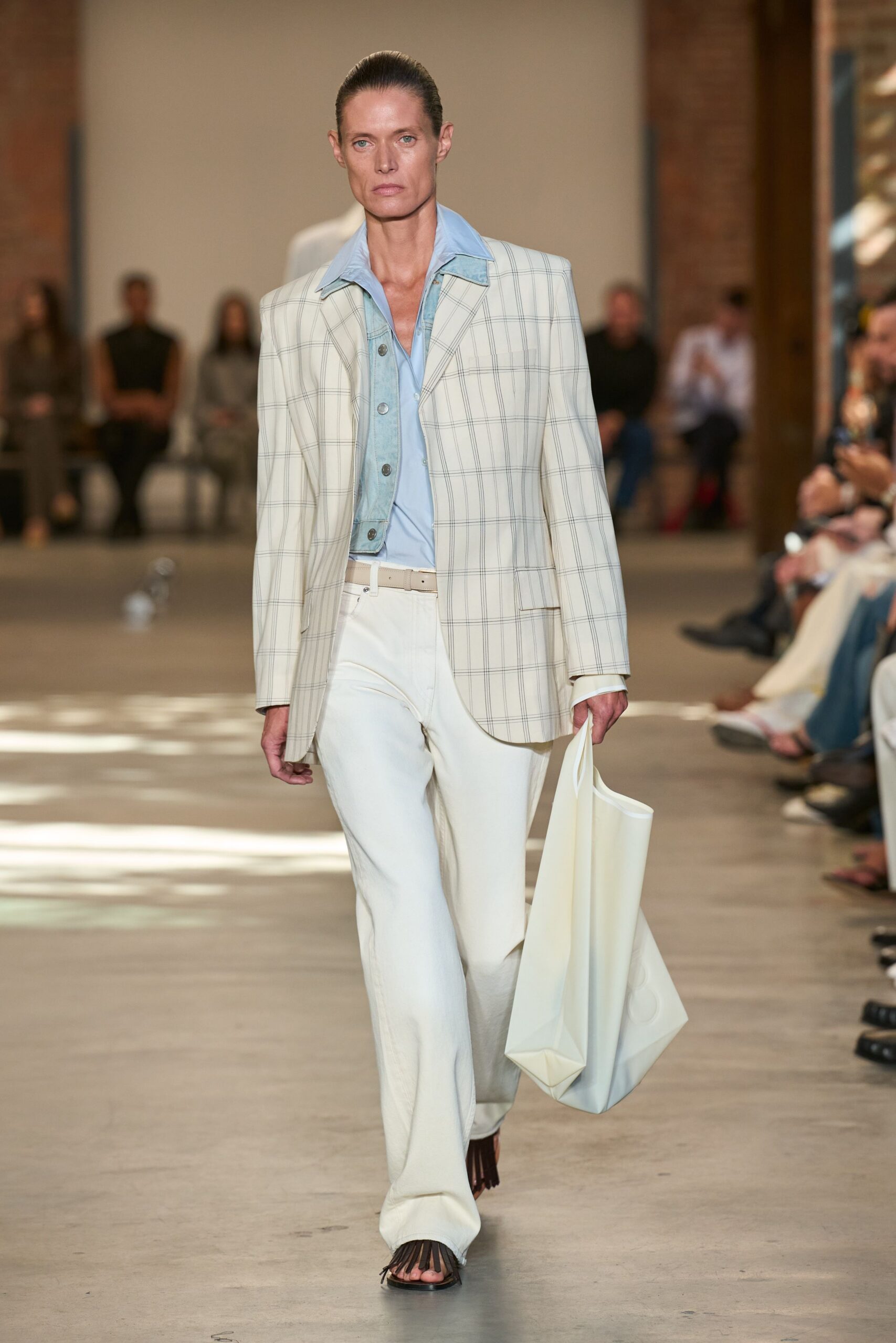 checked ivory blazer