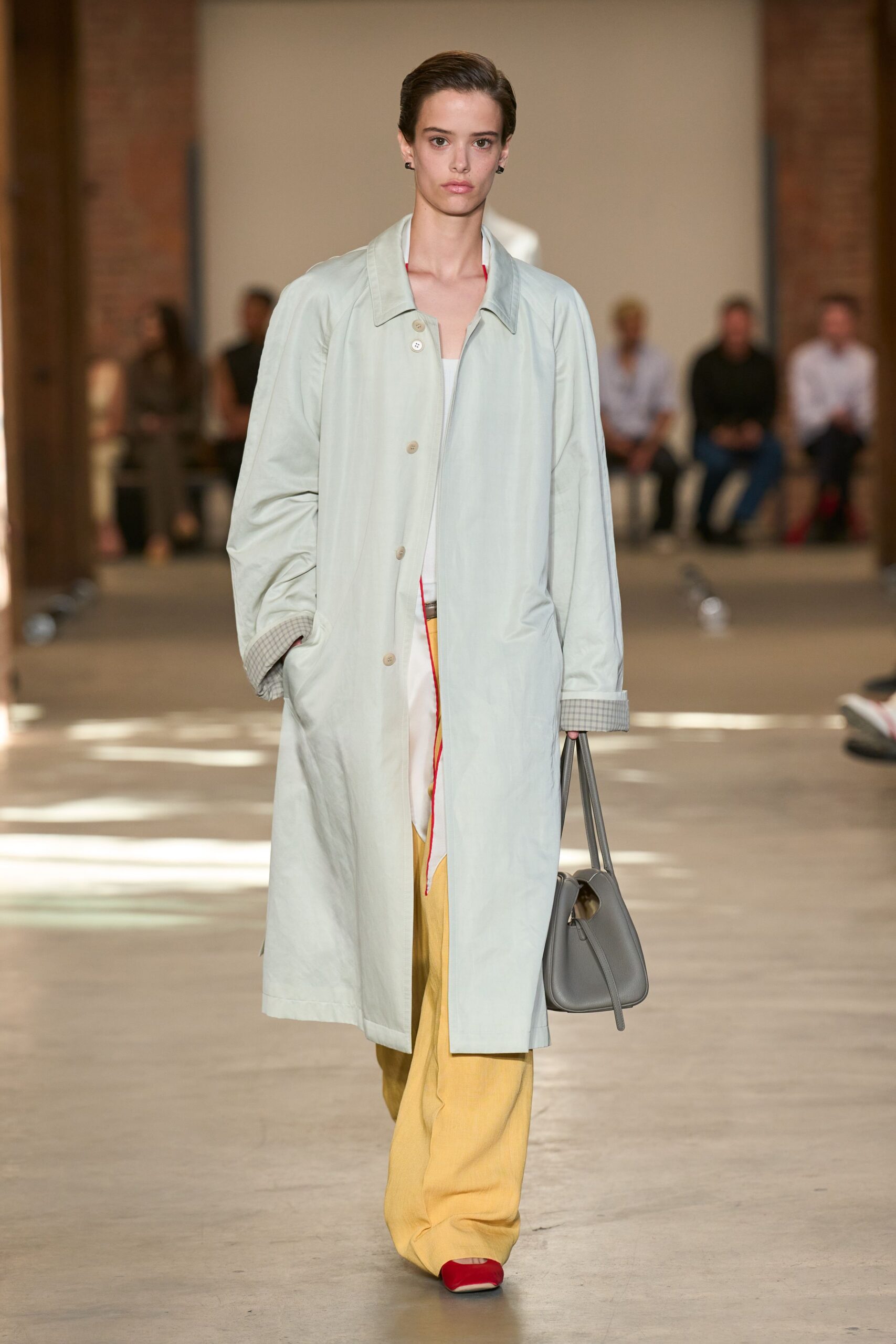 oversized pale blue car coat
