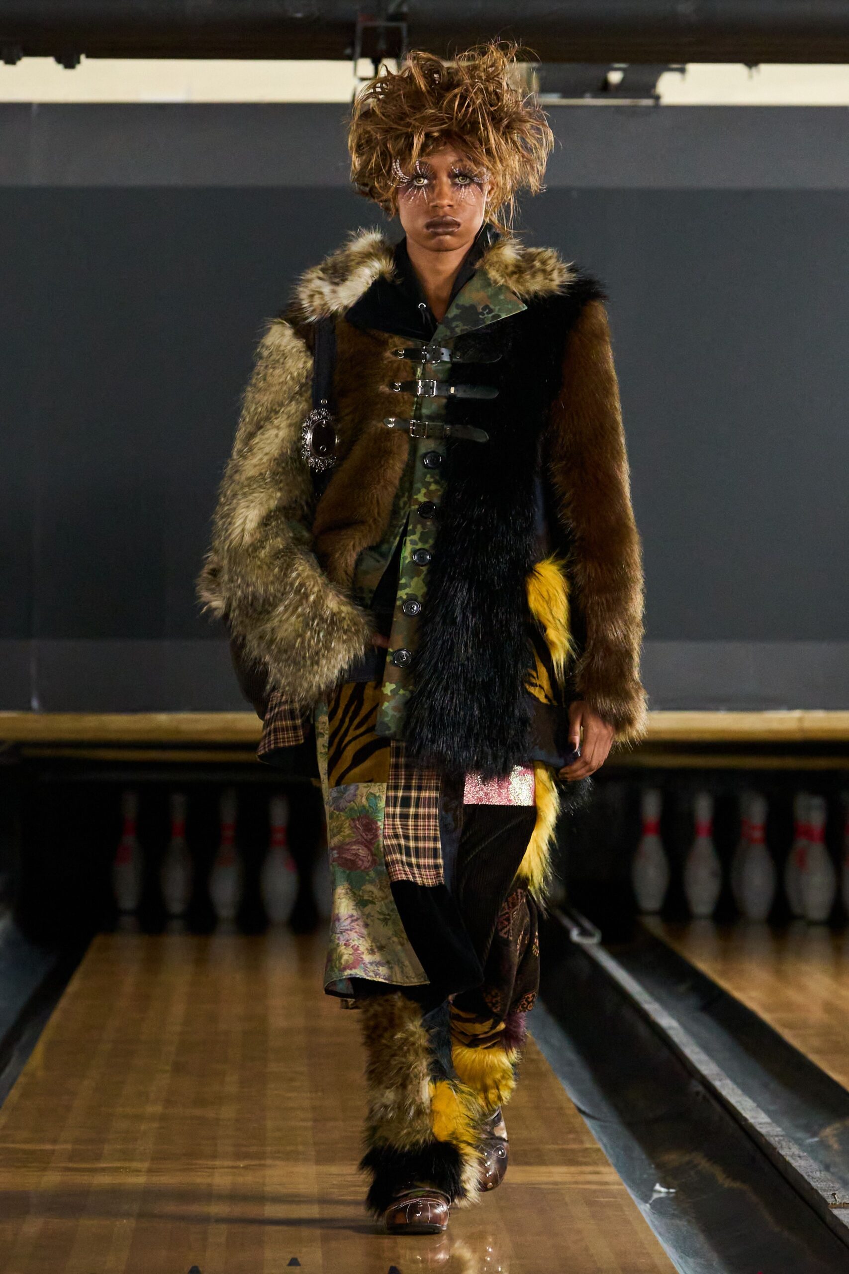 patchwork fur coat