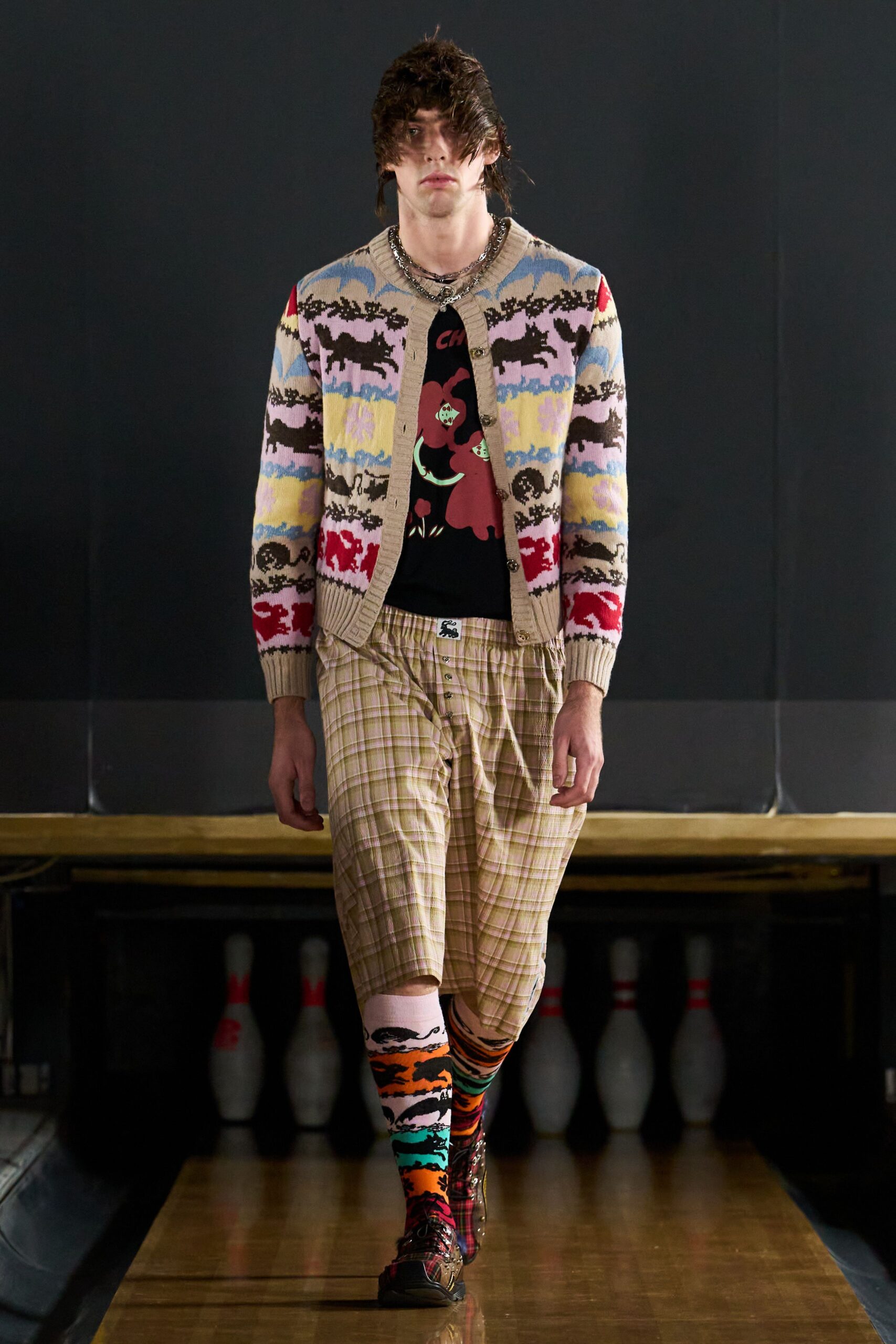 novelty intarsia animal motif cardigan