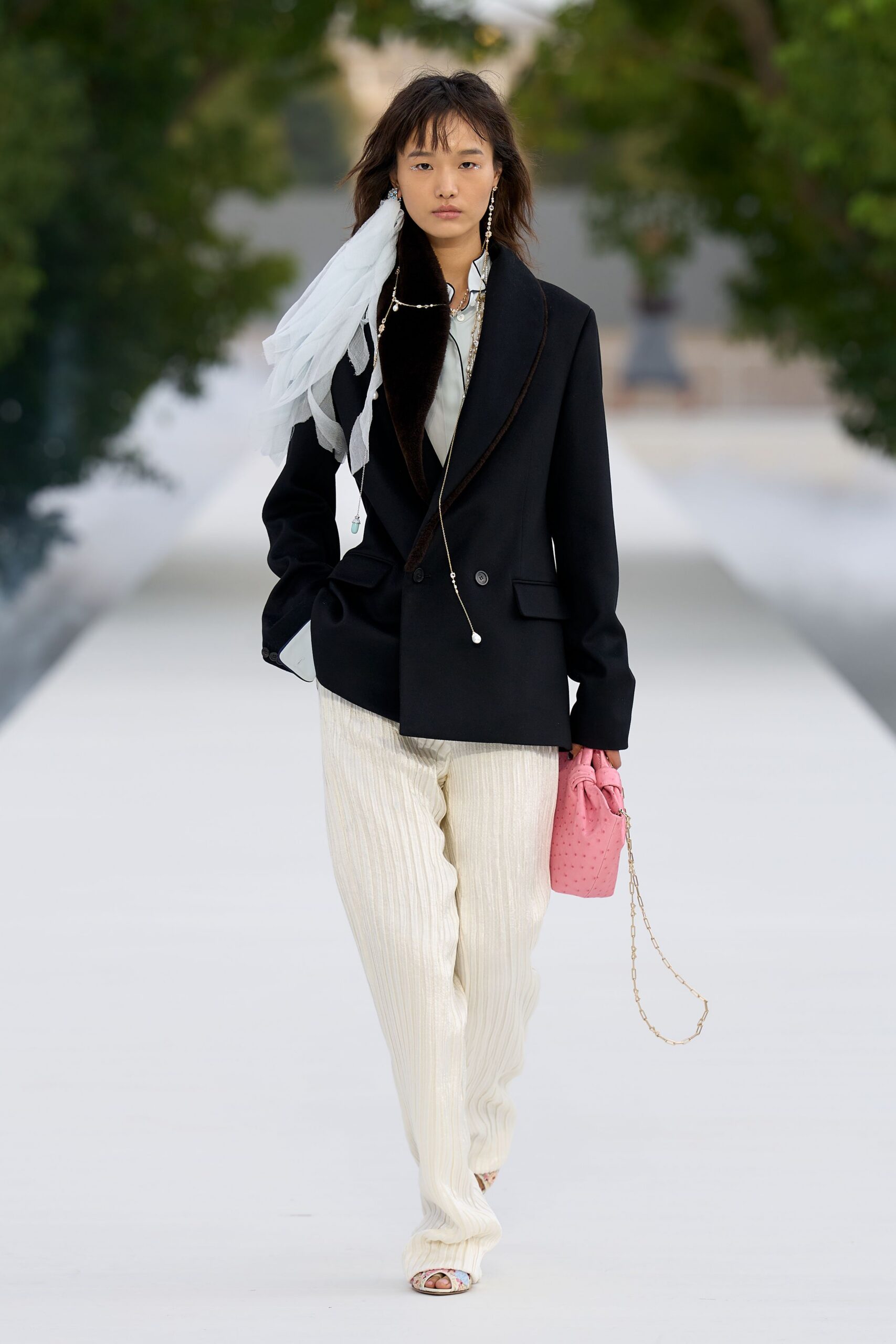 white tulle layered ruffled sheer flowing scarf