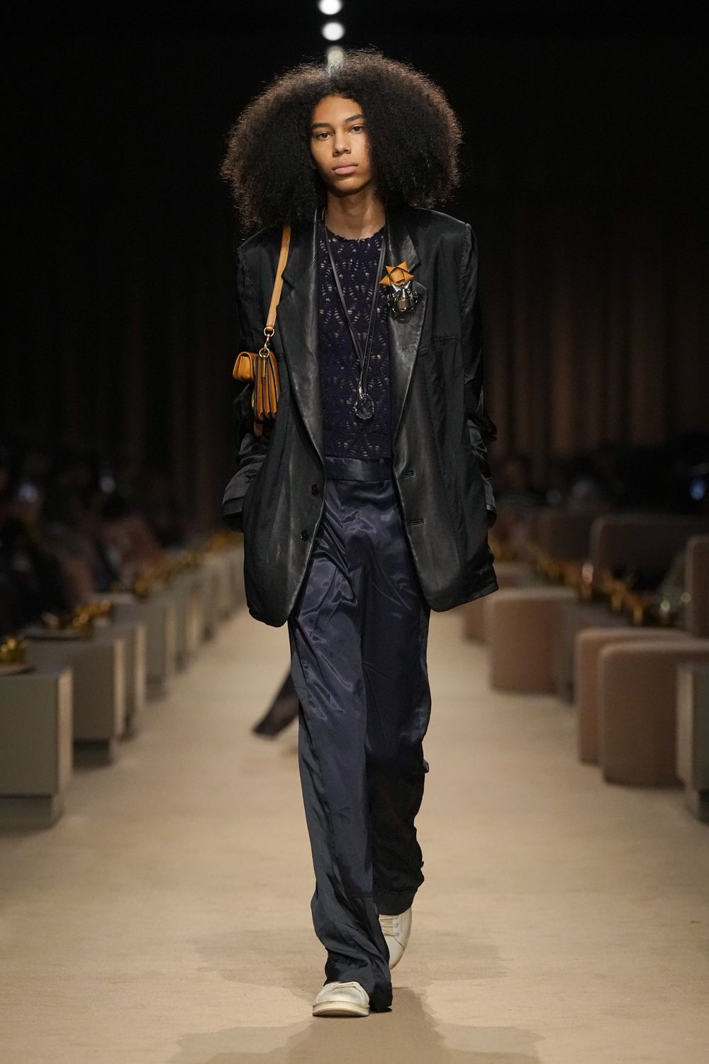 oversized black leather blazer