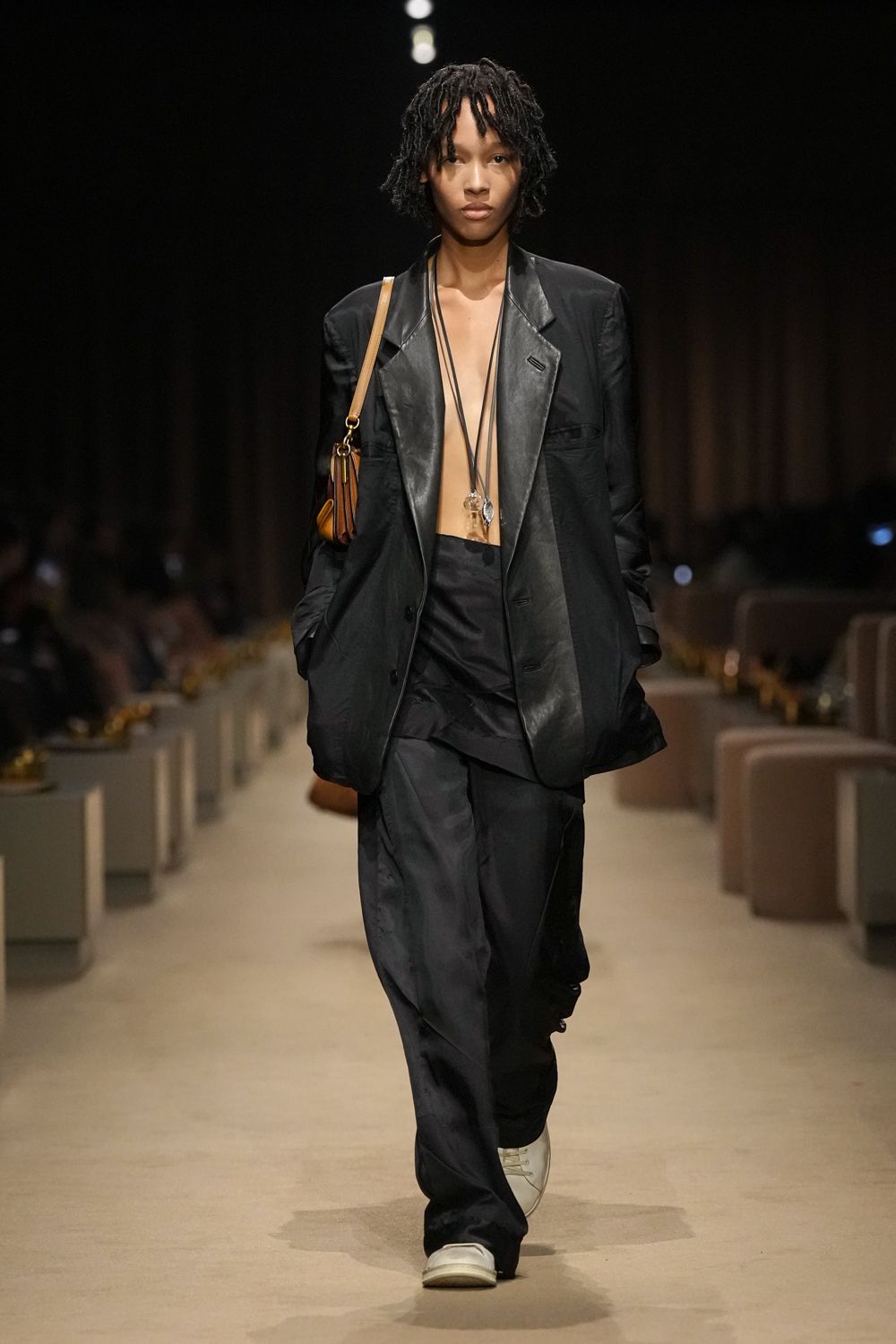 oversized mixed-media black blazer