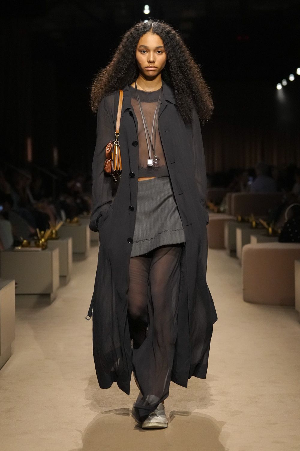 sheer black duster coat