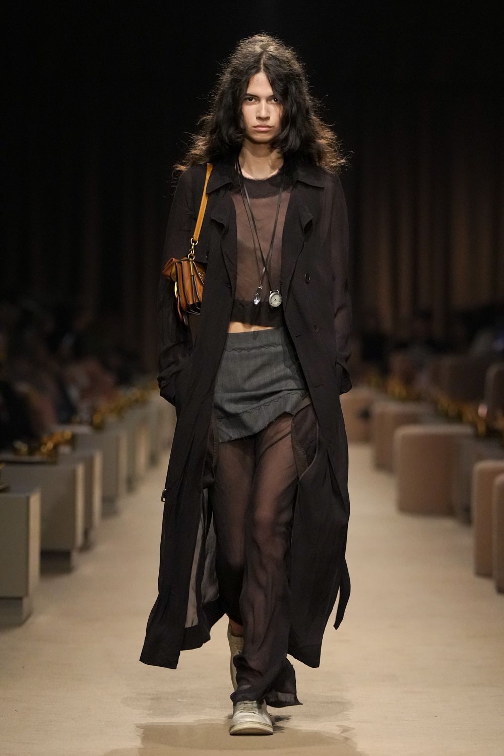 sheer black trench coat