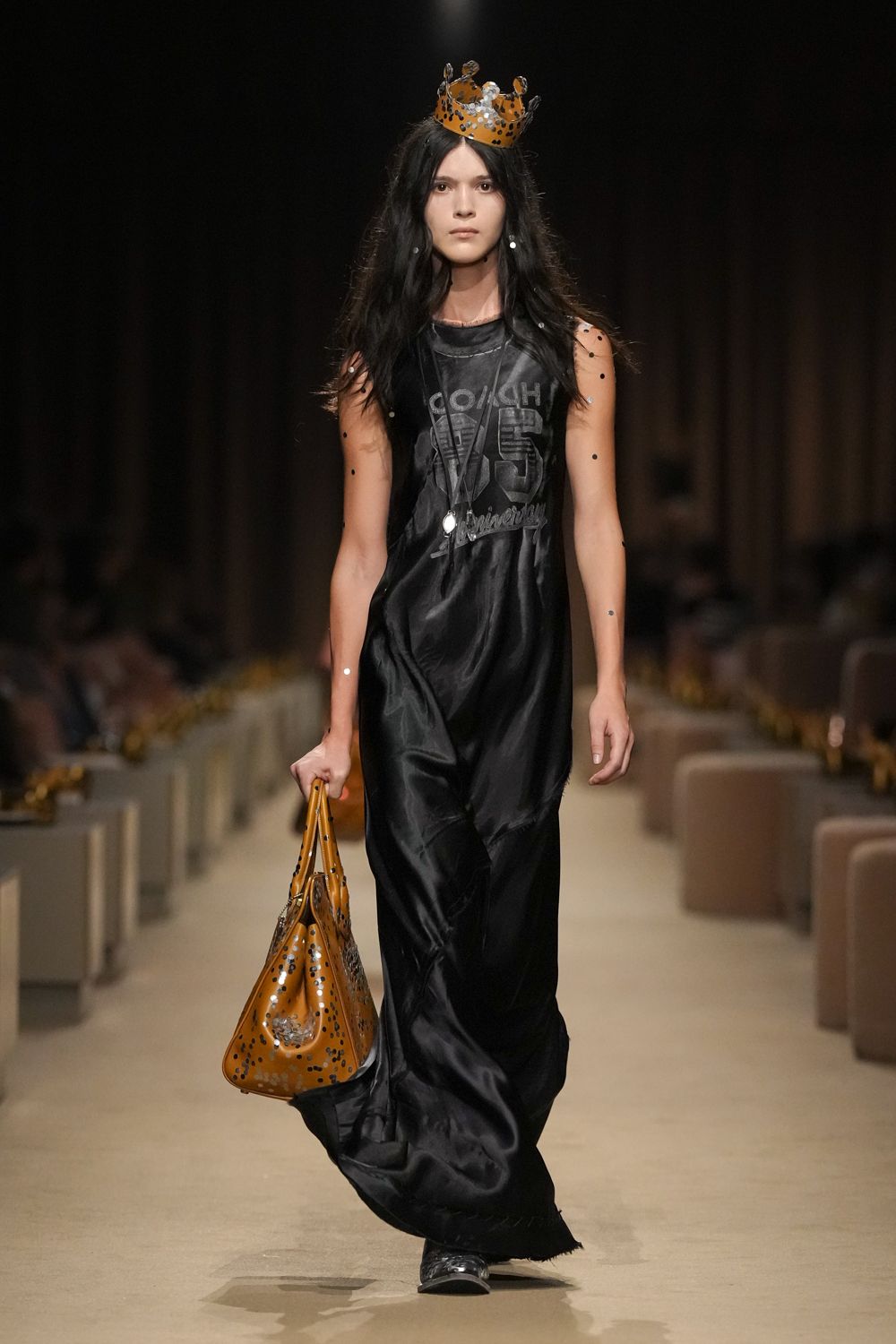 black graphic satin maxi dress