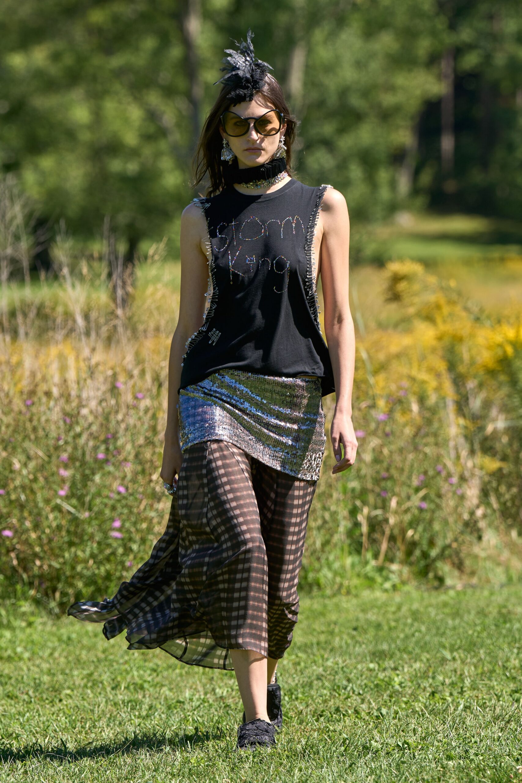 silver sequined asymmetric mini skirt
