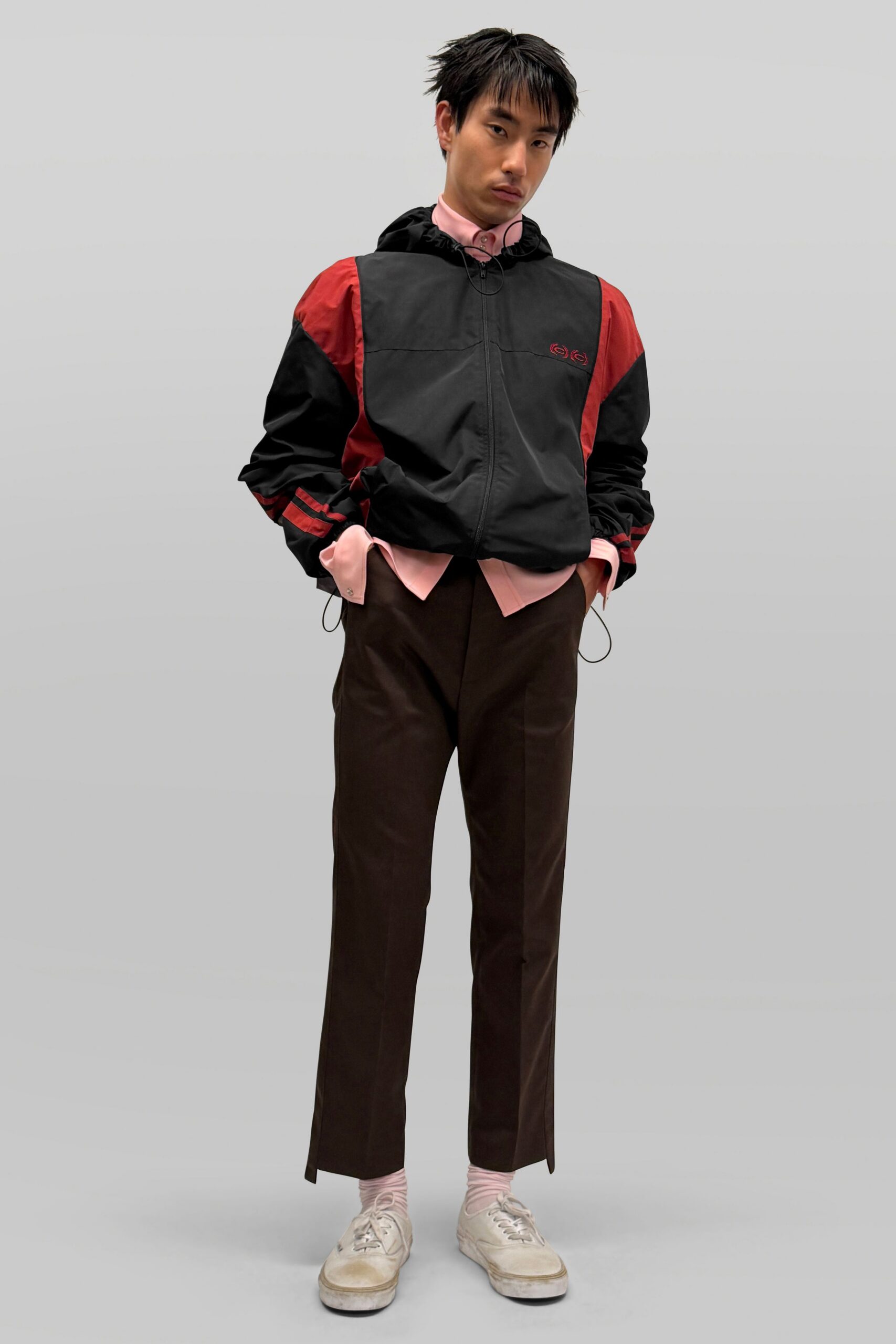 color-block hooded windbreaker jacket