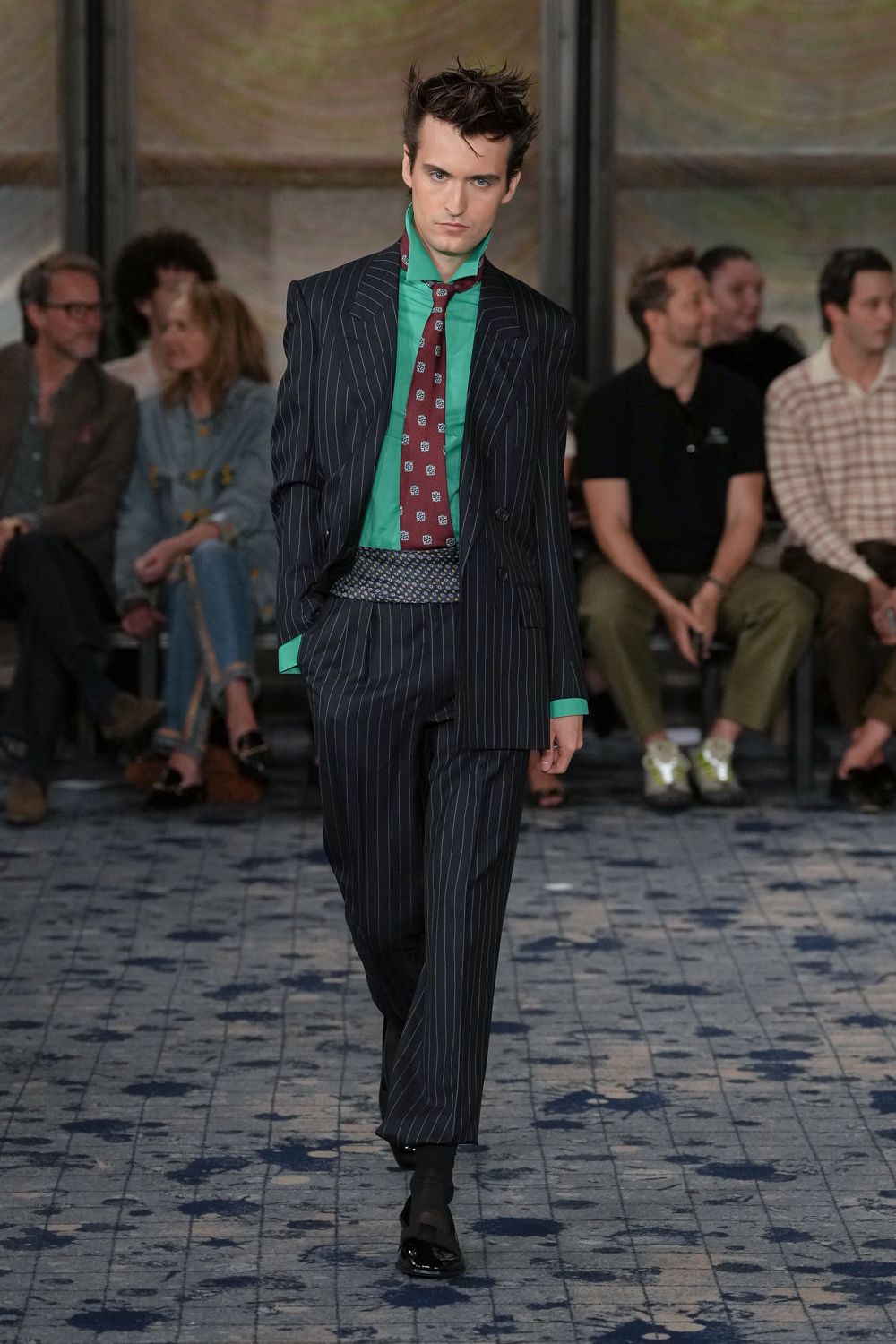 pinstripe double-breasted suit blazer