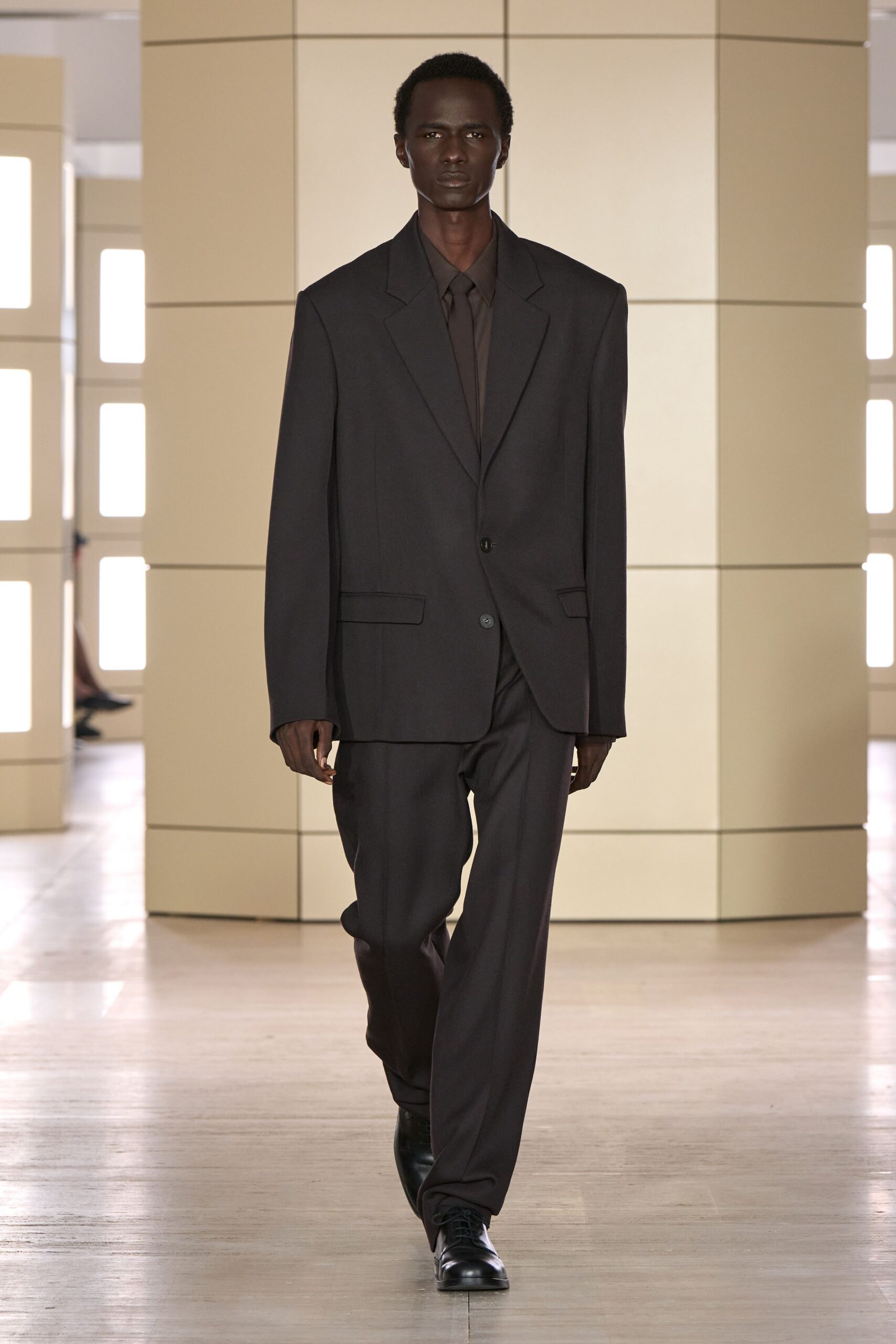 black wool relaxed wide-leg pants