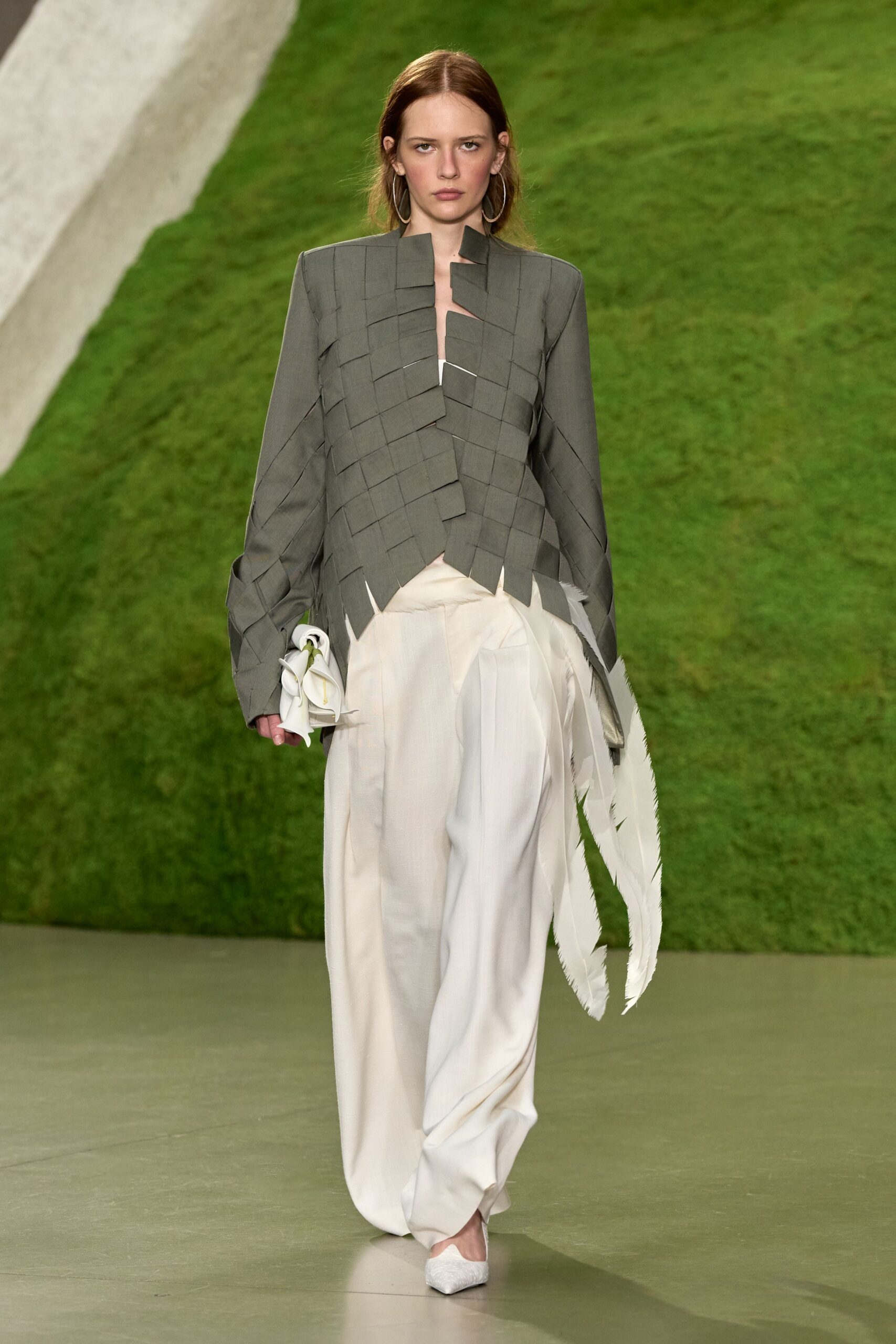 woven lattice cropped jacket