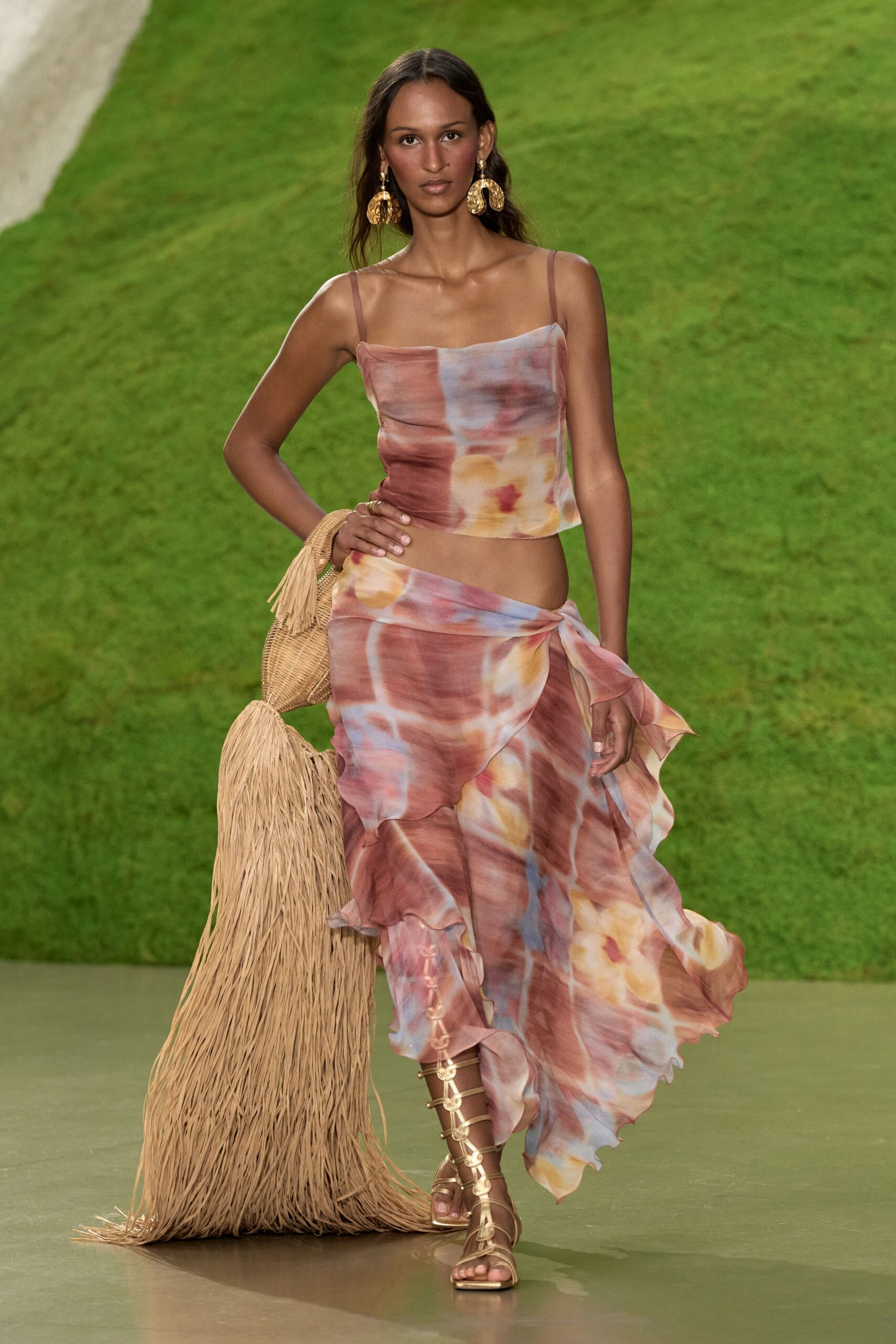 printed chiffon wrap midi skirt
